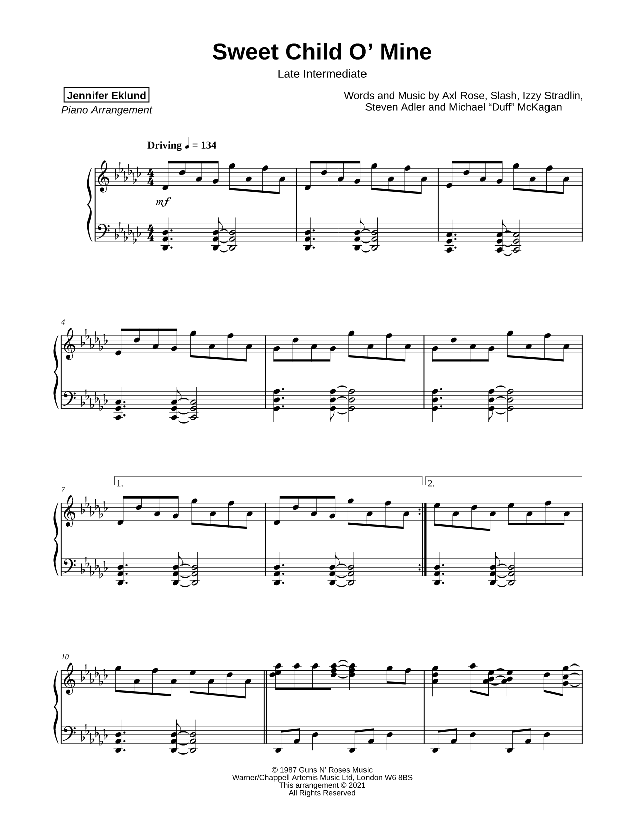 Sweet Child o' Mine [late intermediate]