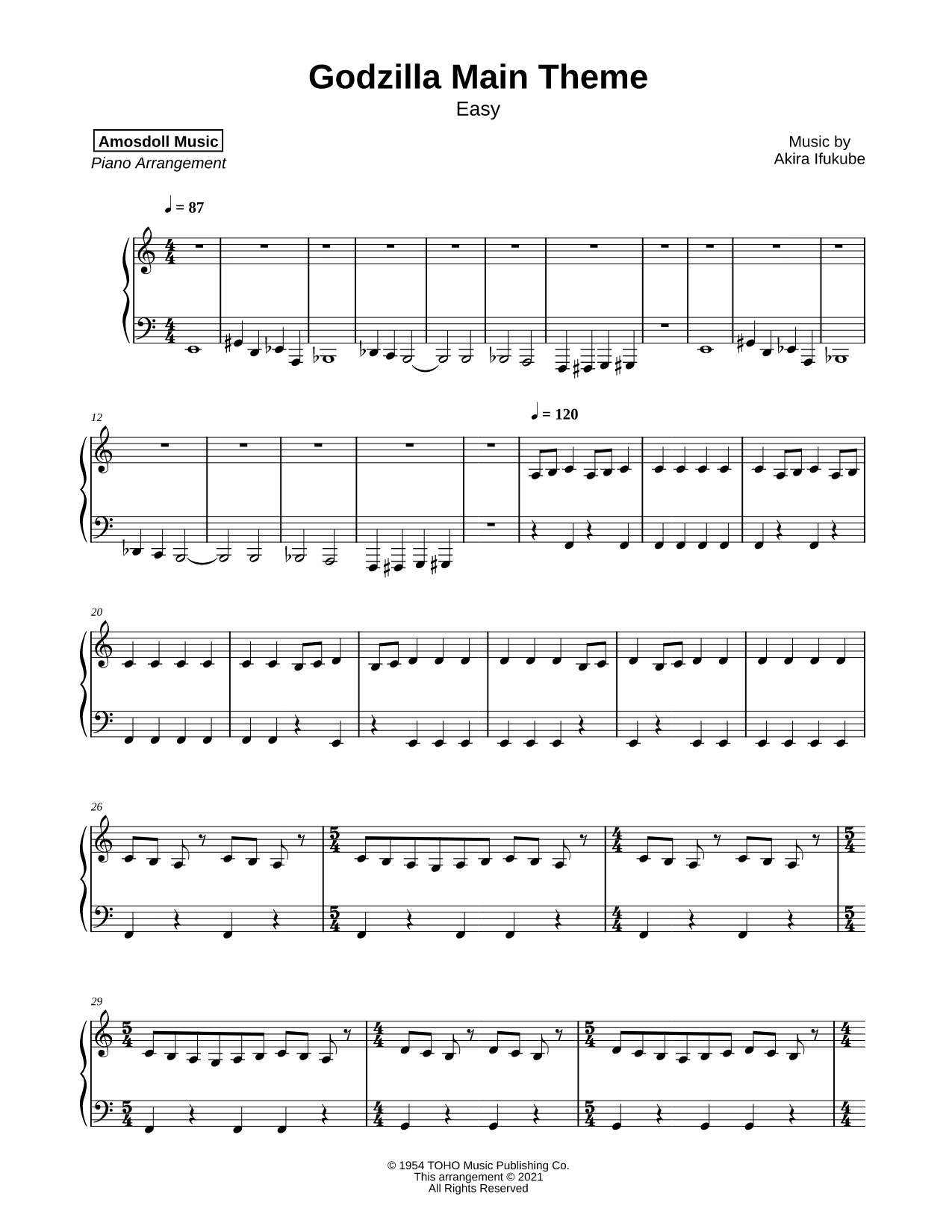 Godzilla Main Theme [easy]