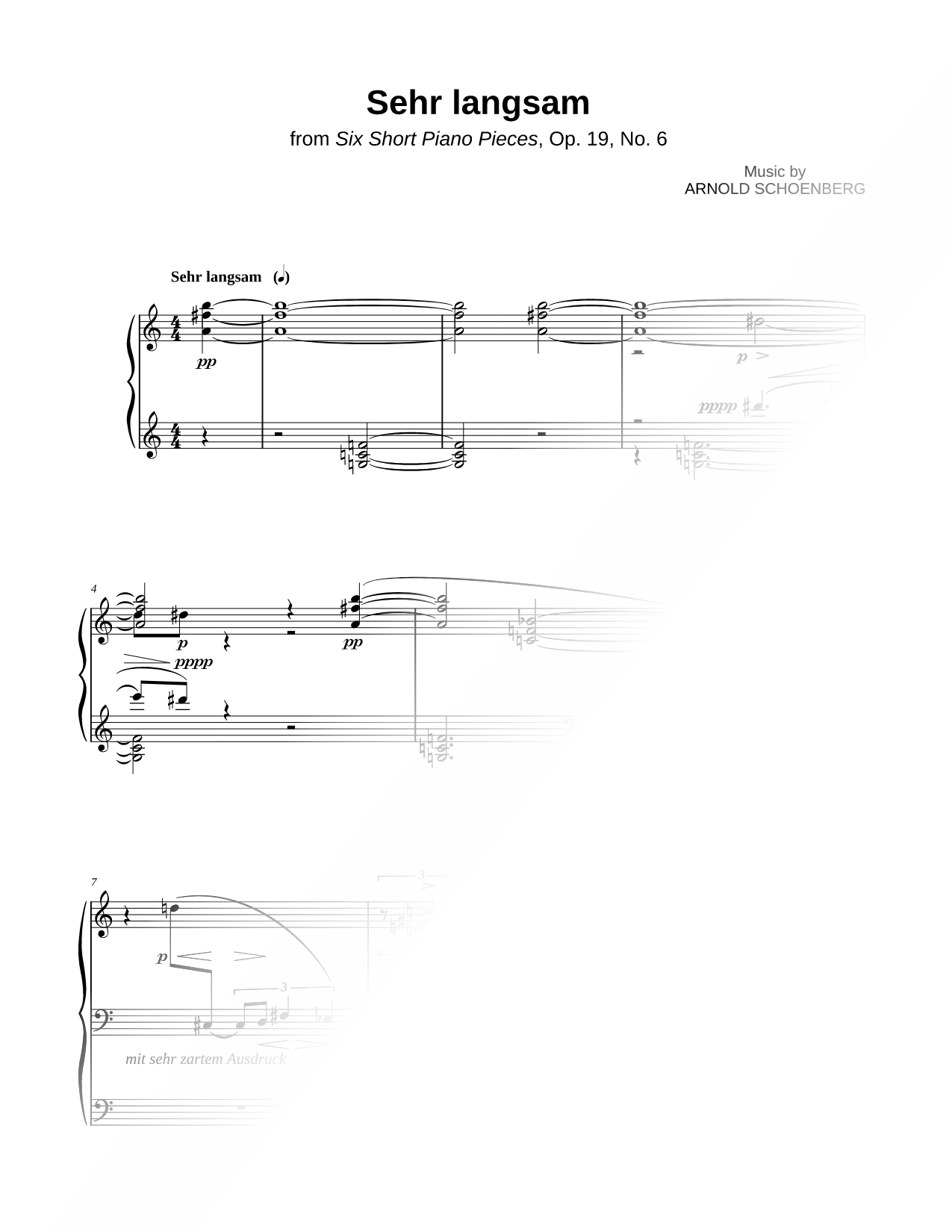Six Short Piano Pieces, Op. 19: 6. Sehr langsam