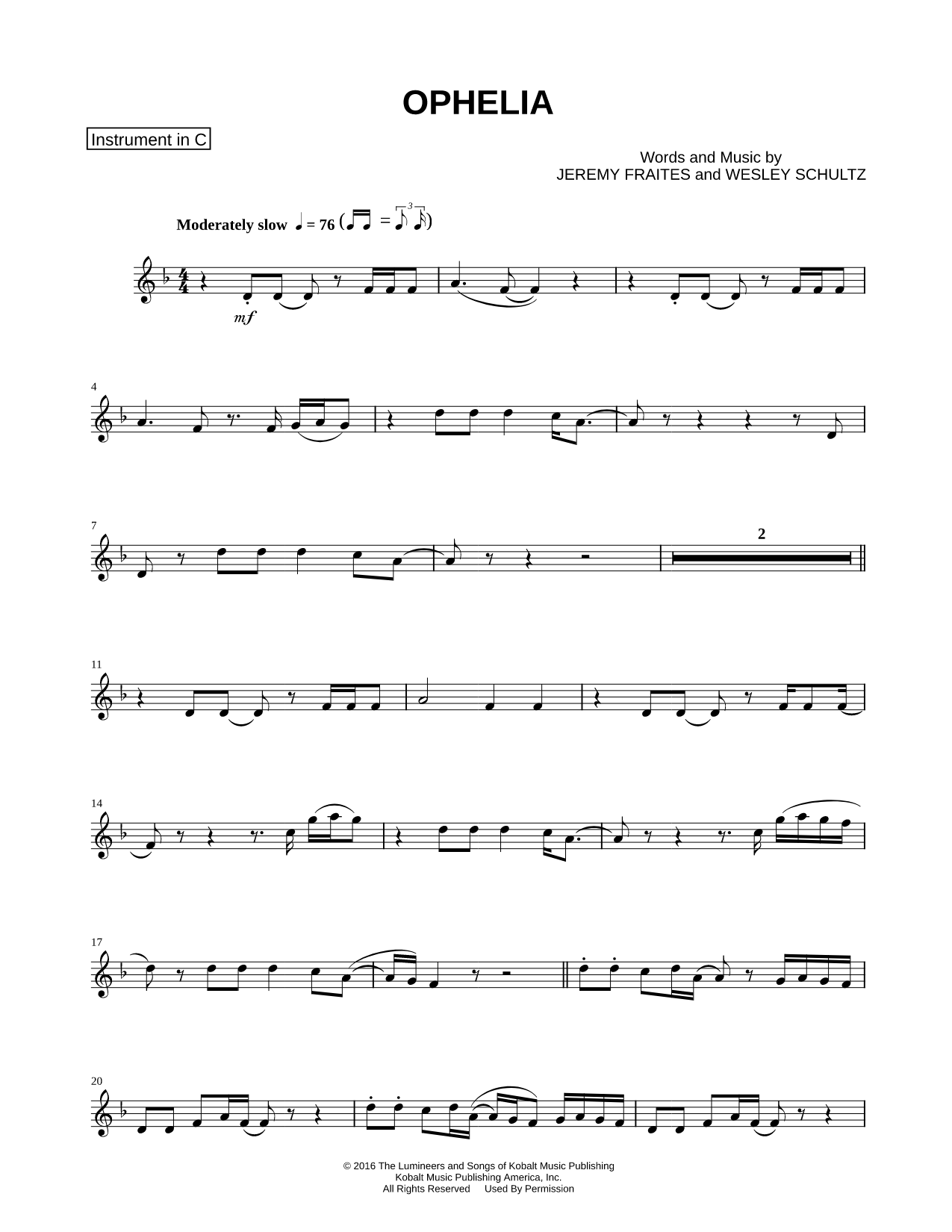 Ophelia - C Instrument