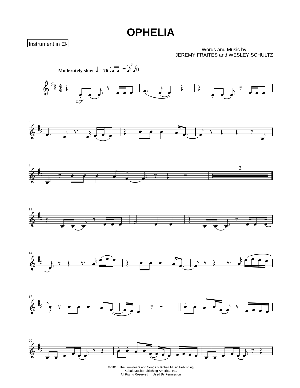 Ophelia - Eb Instrument