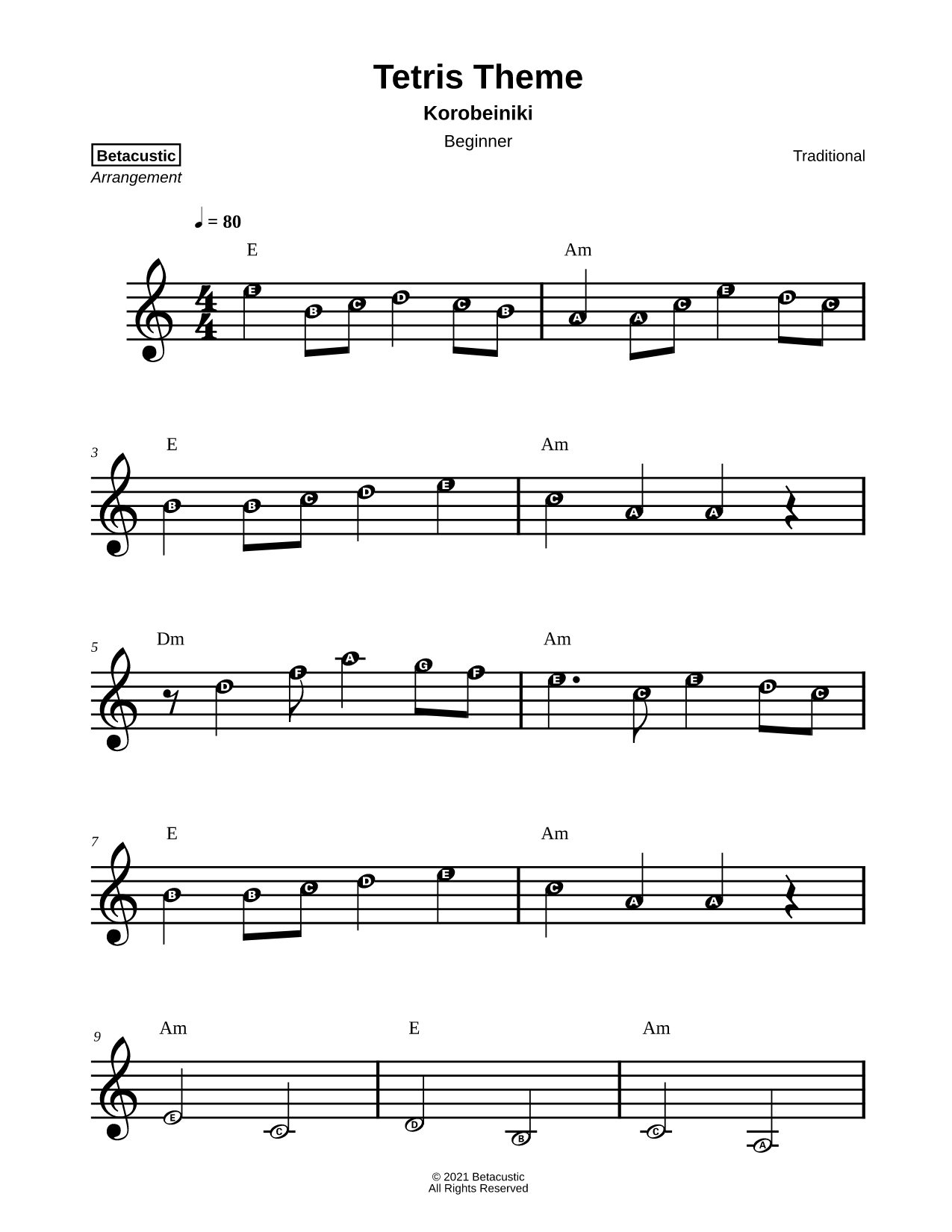 Tetris Theme [beginner]