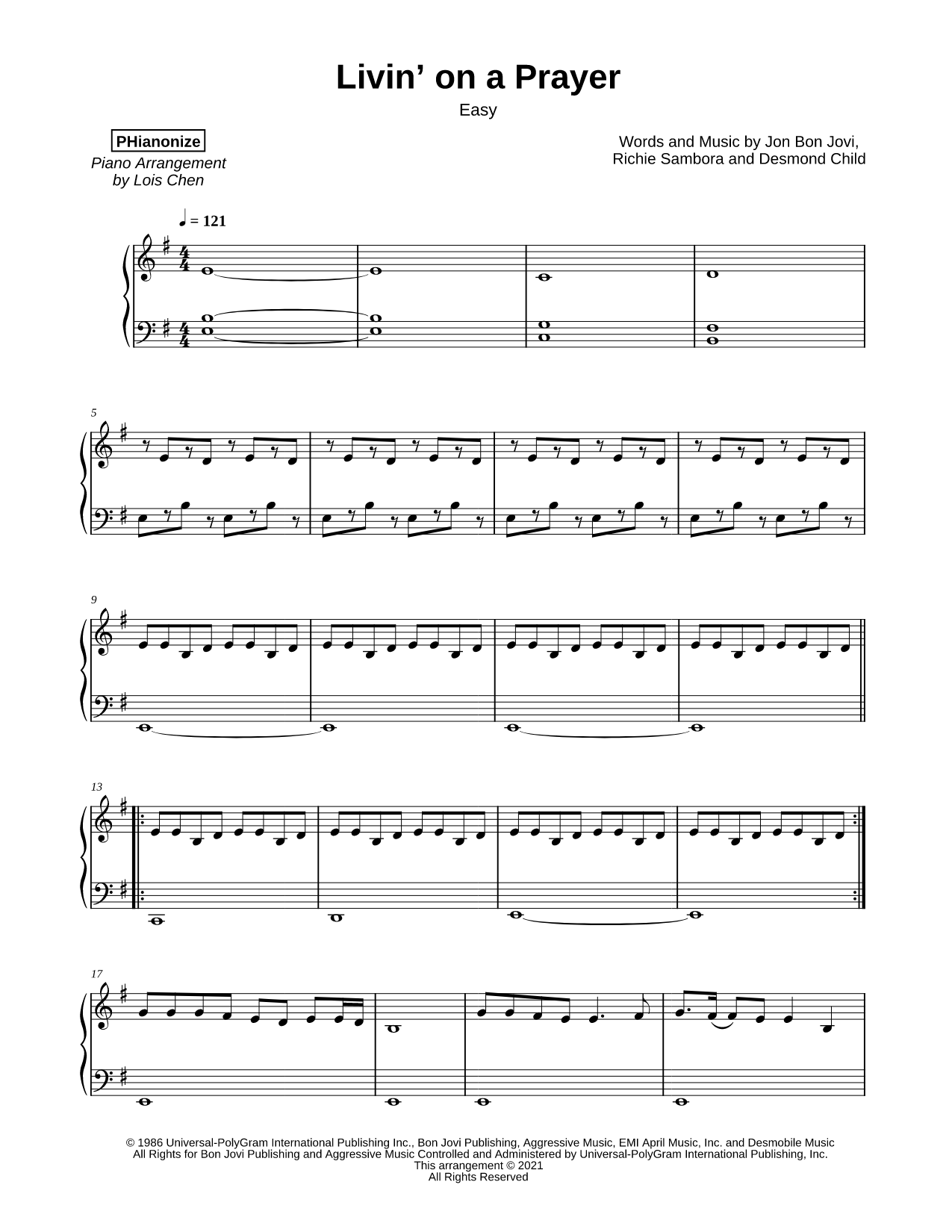 Livin' on a Prayer [easy]