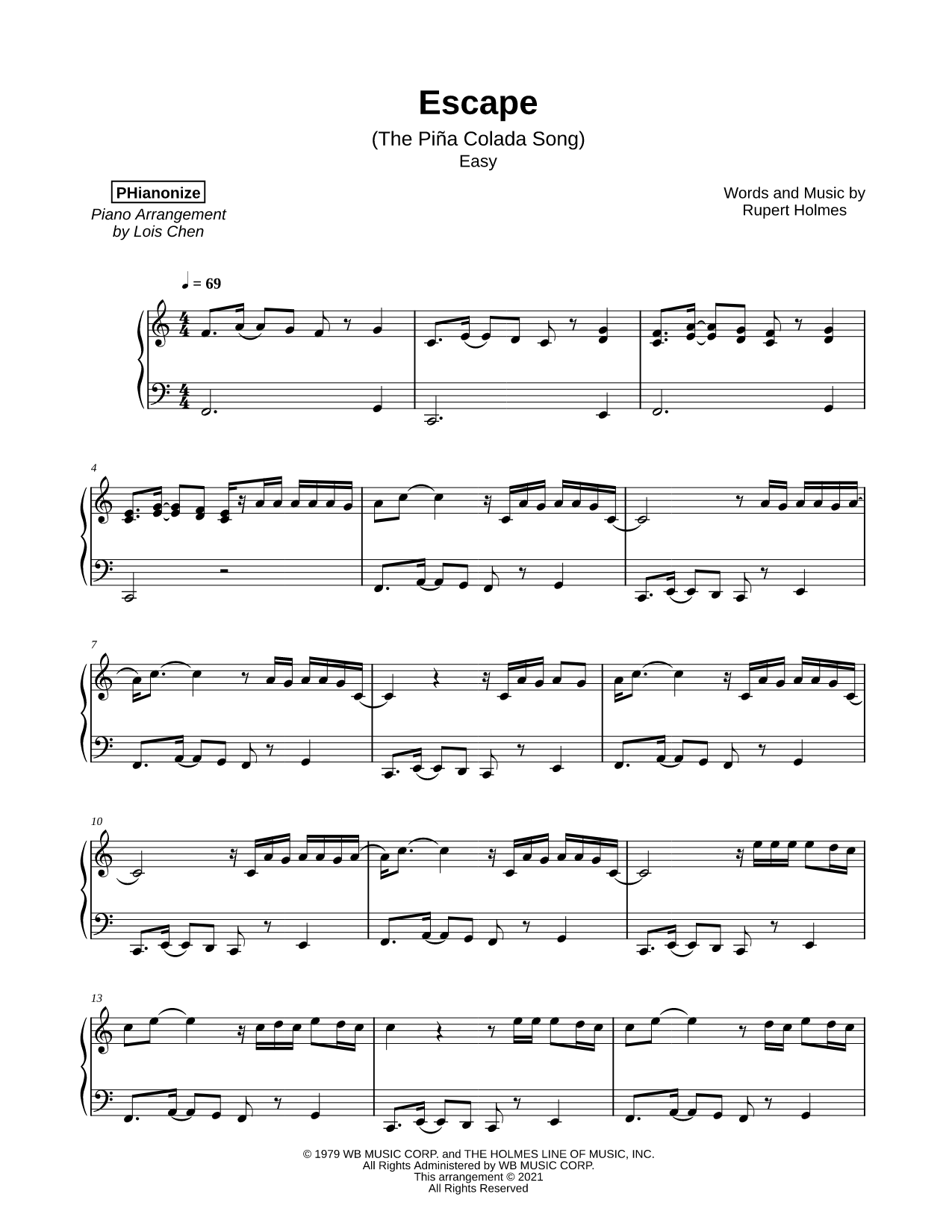 Escape (The Piña Colada Song) [easy]