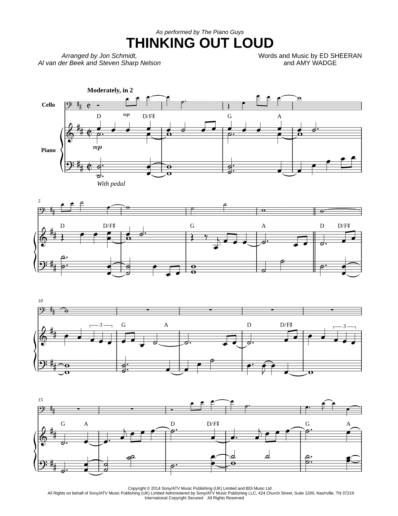 Thinking Out Loud - Cello & Piano