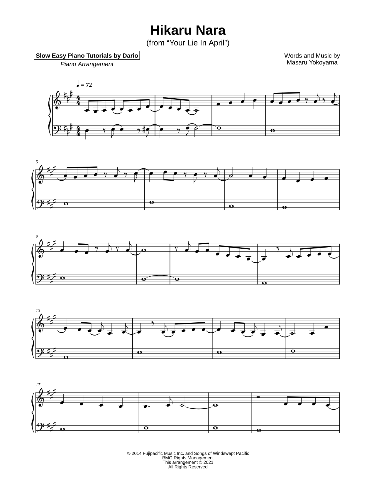 Hikaru Nara [Slow Easy Piano Tutorial]