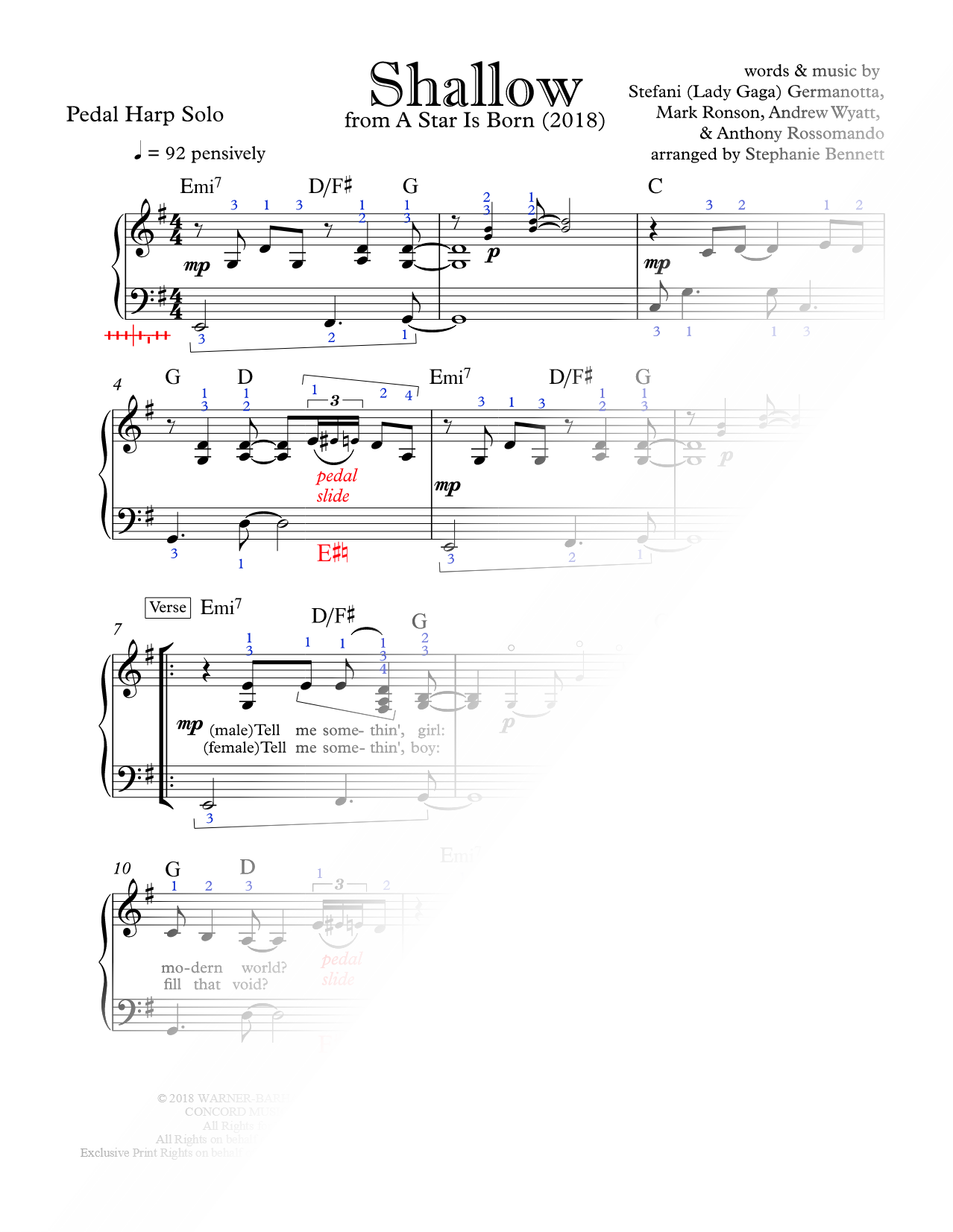 Shallow [pedal harp]