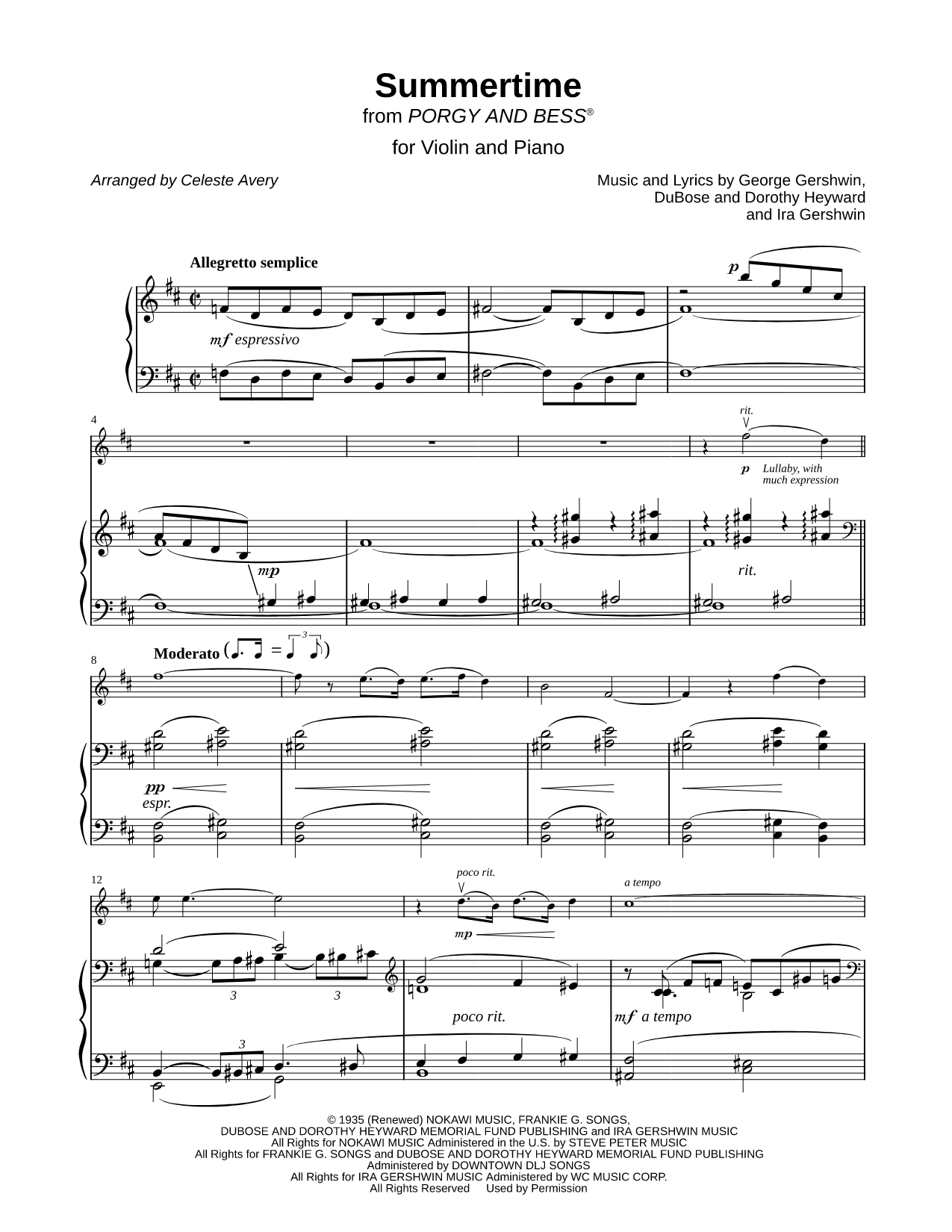 Summertime - Violin & Piano