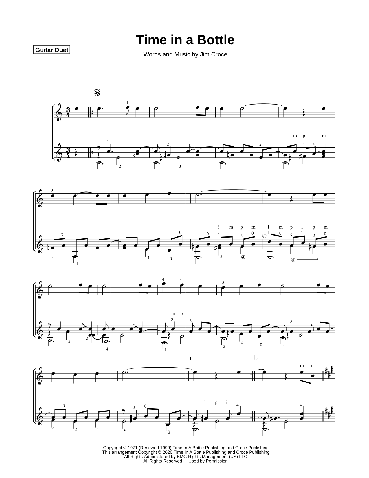 Time in a Bottle - Guitar Duet