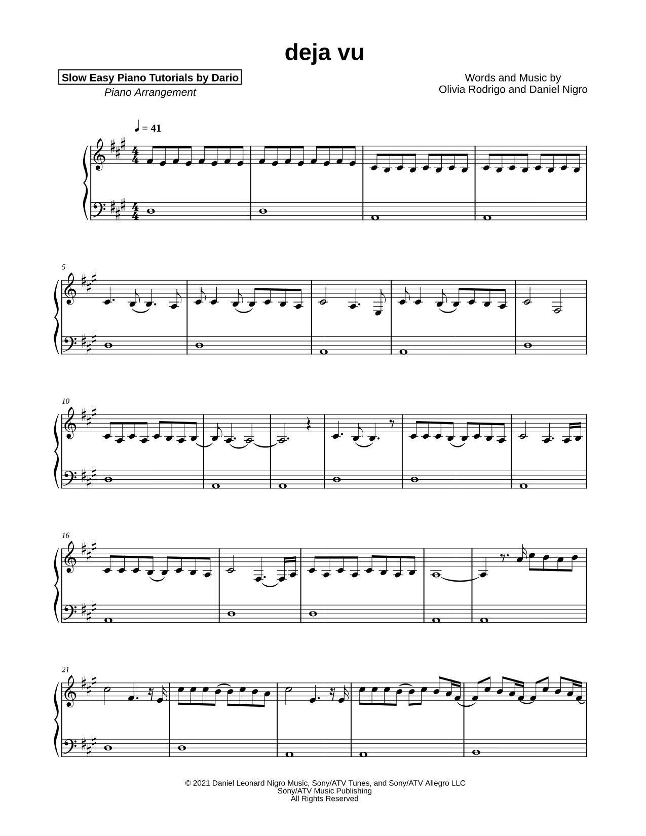 deja vu [Slow Easy Piano Tutorial]