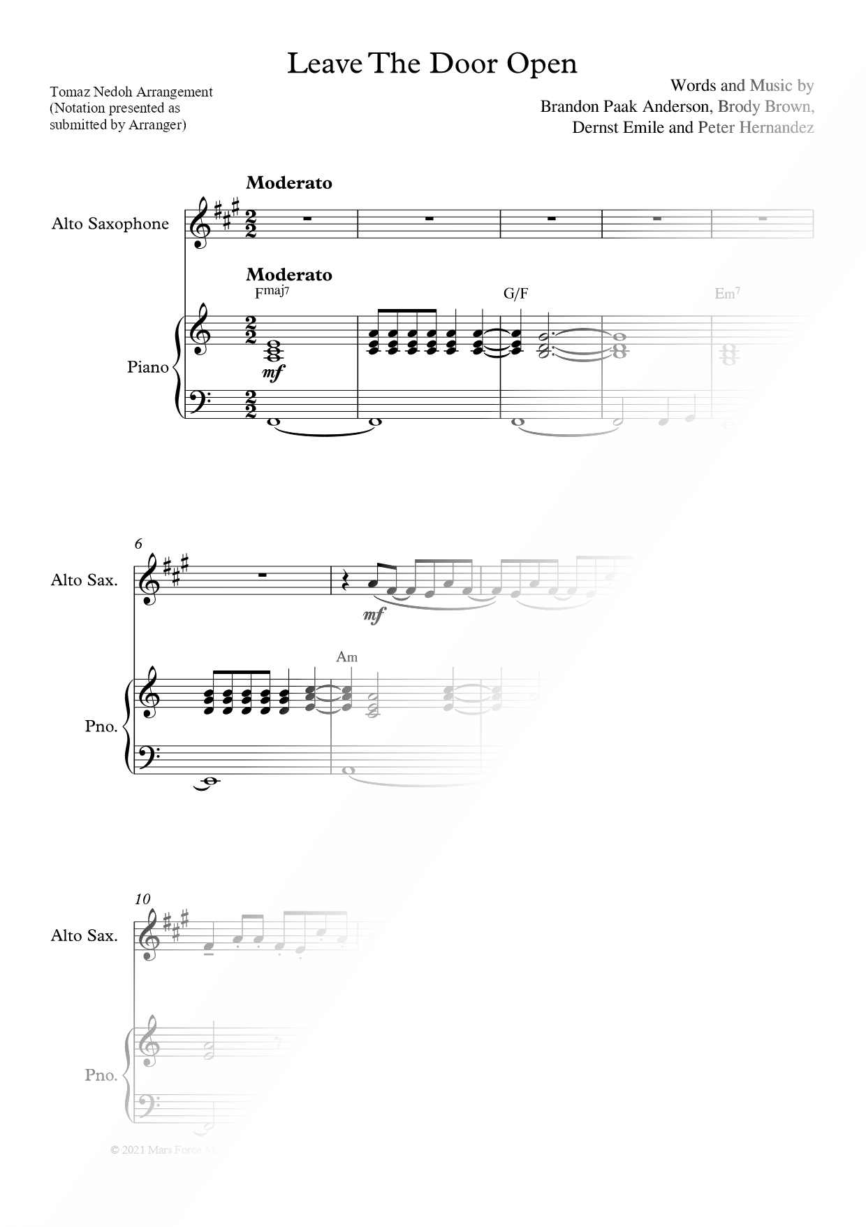 Leave the Door Open - Eb Instrument & Piano