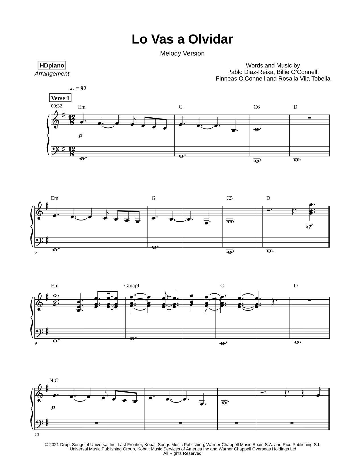 Lo Vas a Olvidar [melody version]