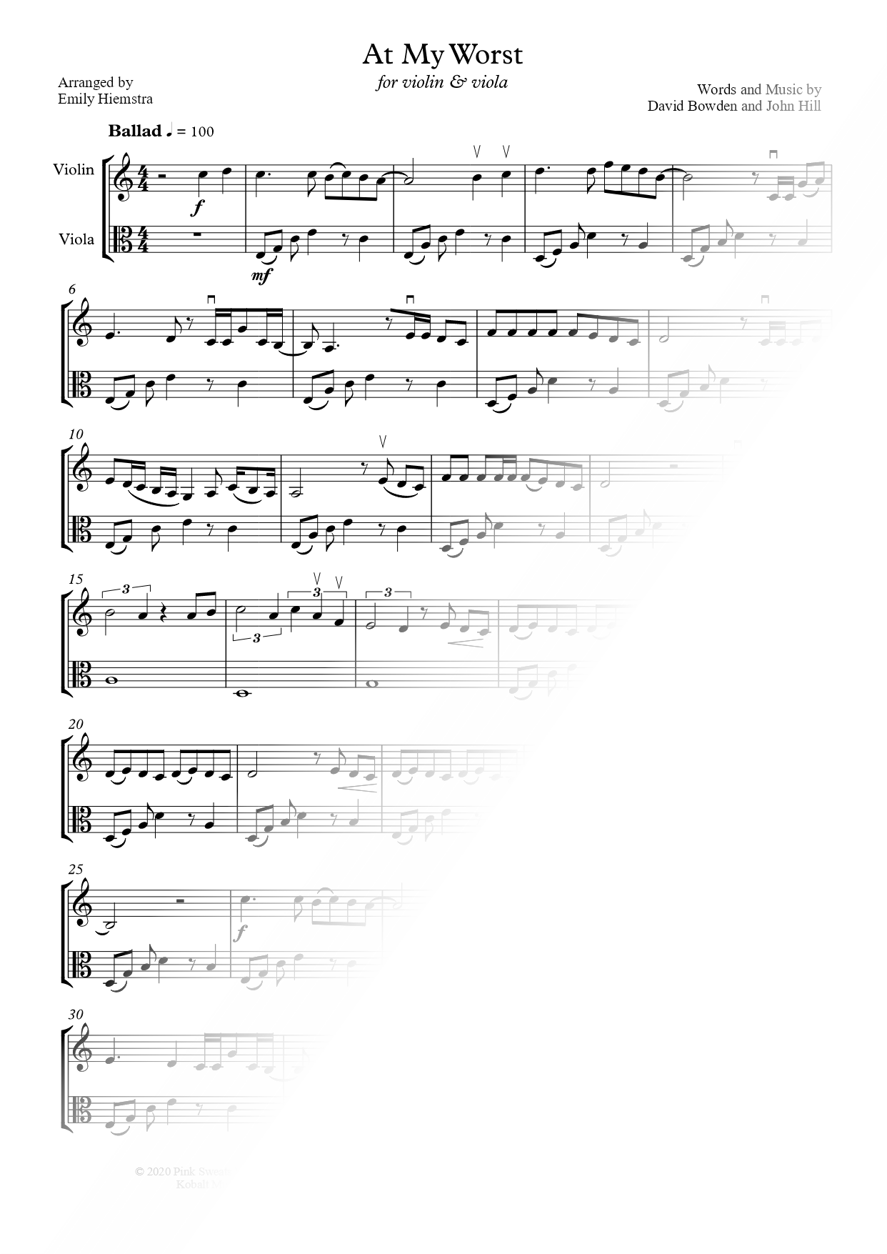 At My Worst - Violin & Viola