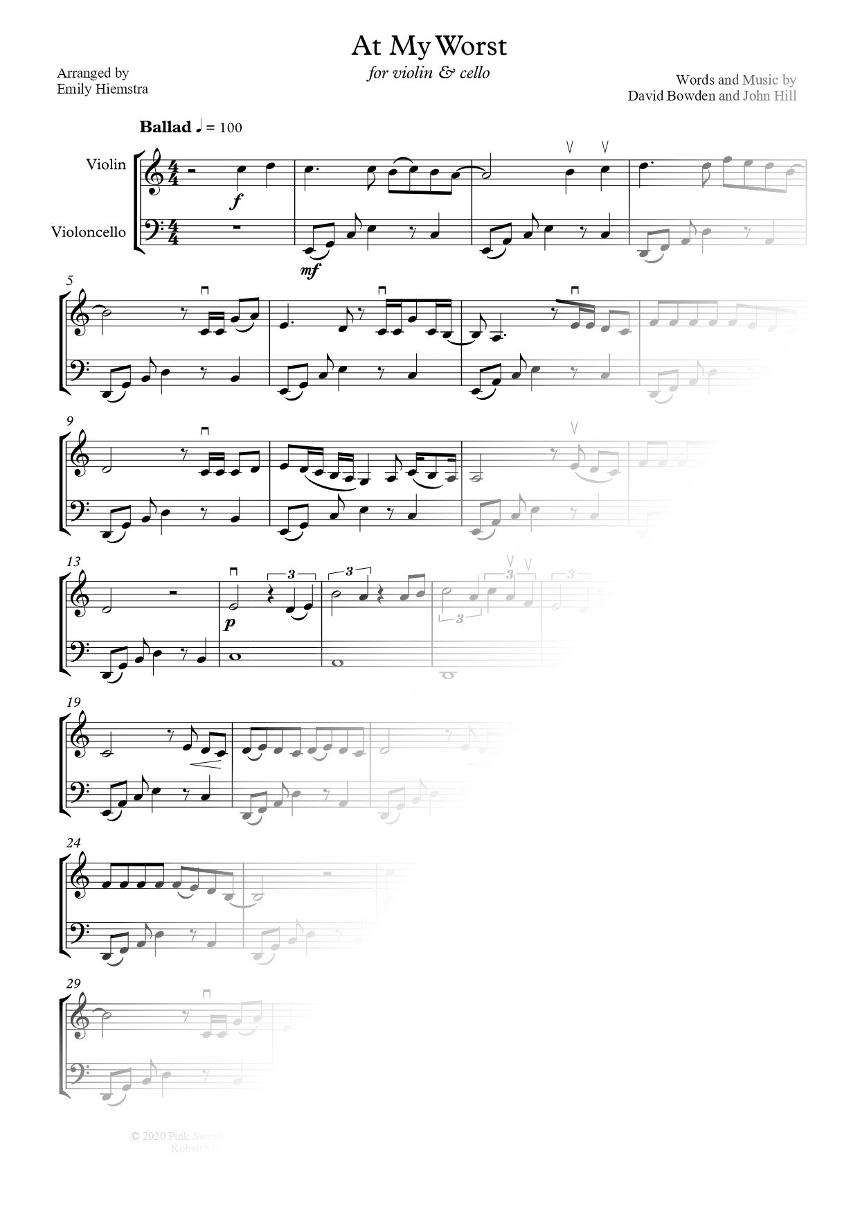 At My Worst - Violin & Cello