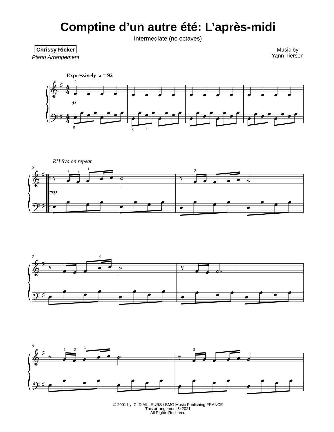 Comptine d'un autre été : L'après midi [intermediate]