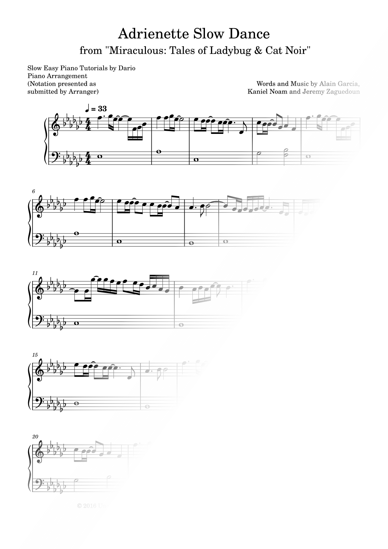 Adrienette Slow Dance [Slow Easy Piano Tutorial]