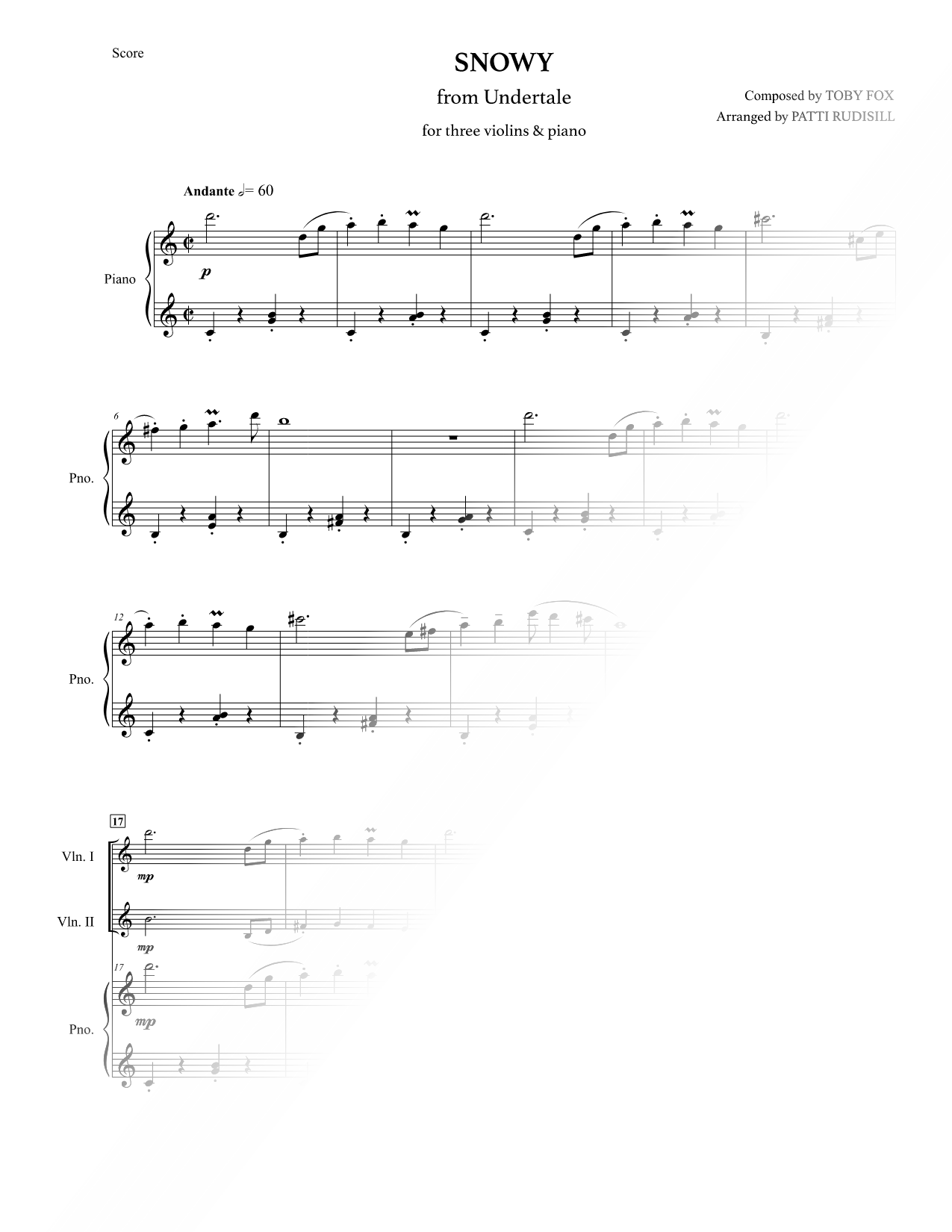 Snowy - Three Violins & Piano