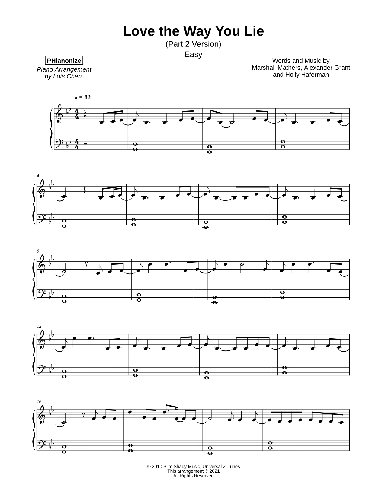 Love the Way You Lie (Part II) [easy]