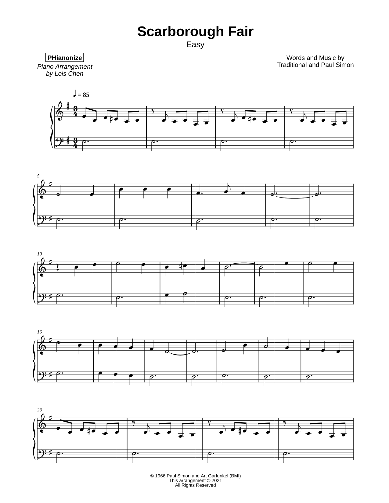Scarborough Fair / Canticle [easy]
