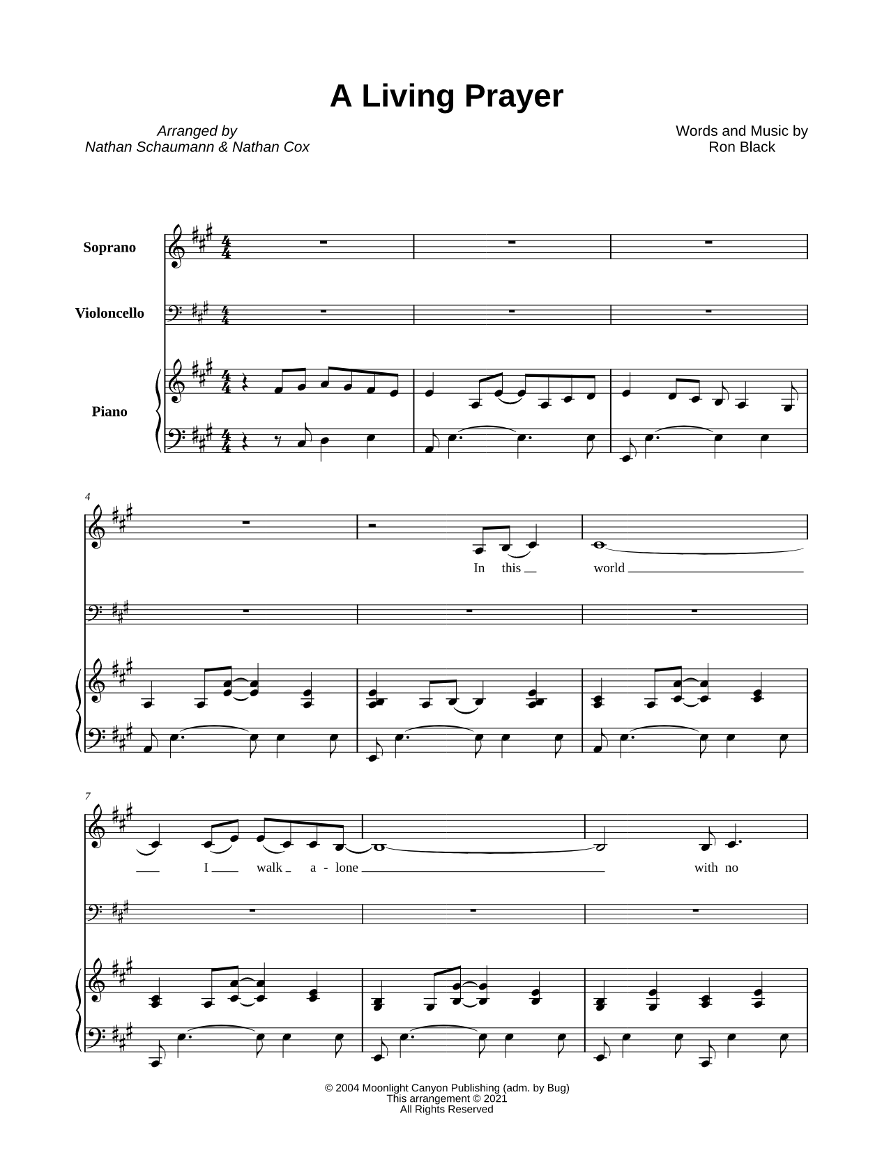 A Living Prayer - Soprano, Cello & Piano