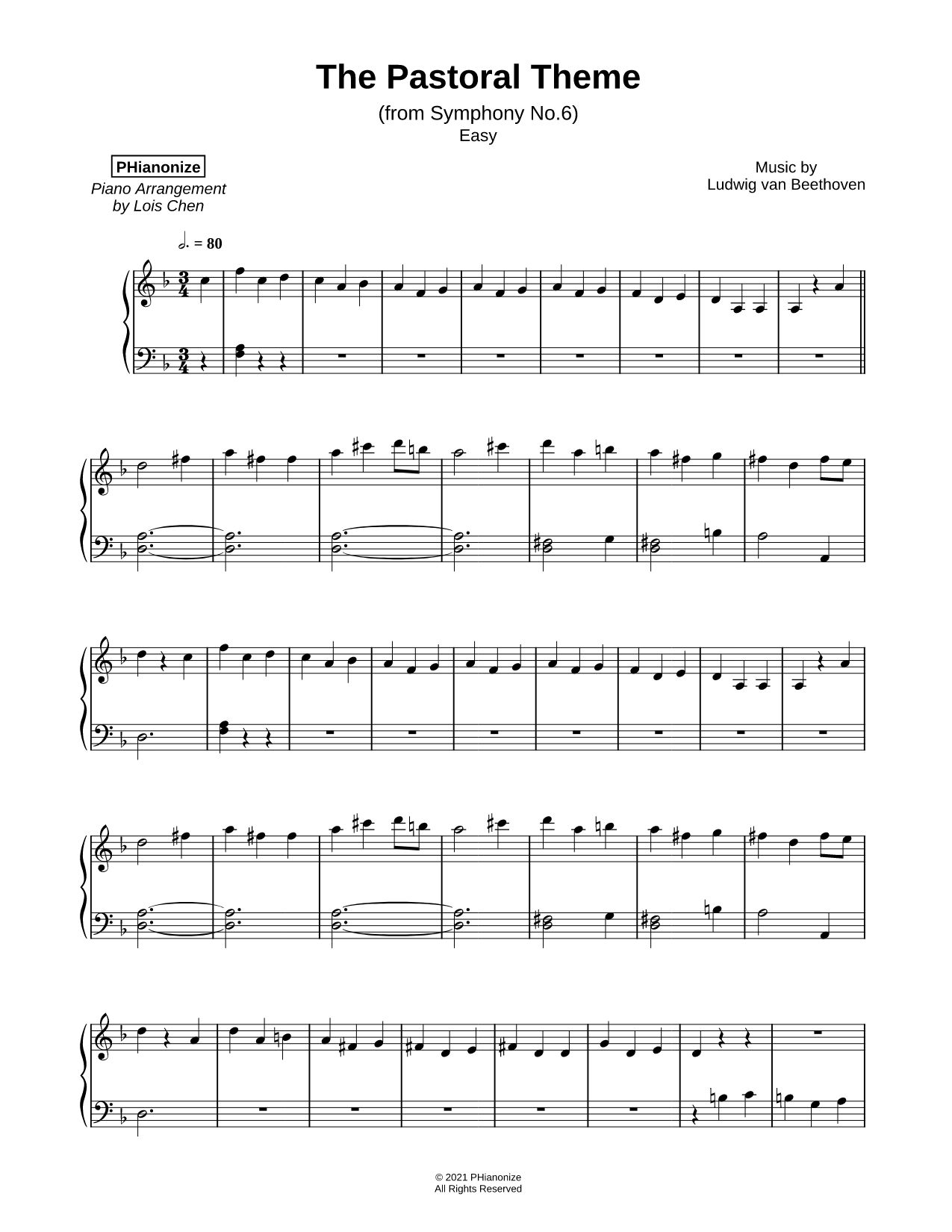 Symphony No. 6, Op. 68, "Pastoral" - 3rd Movement [easy]