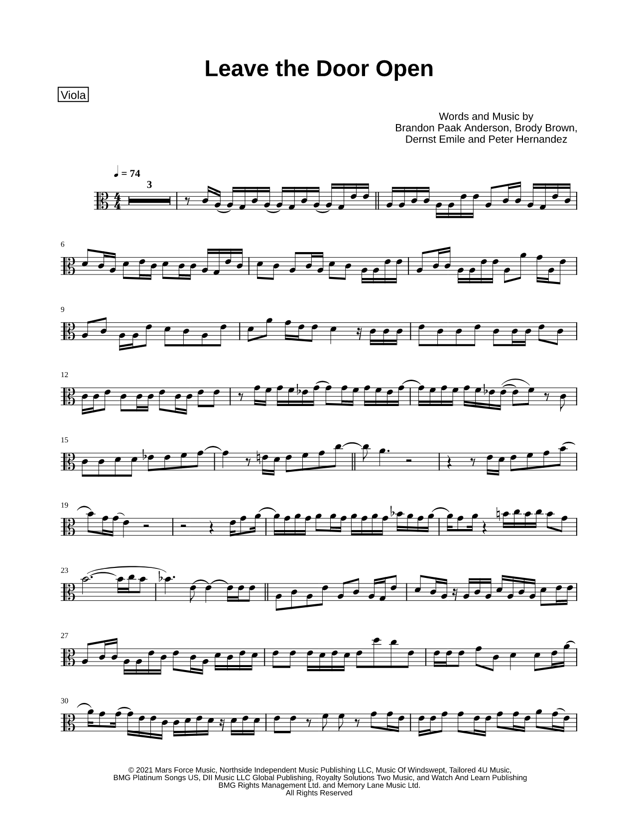 Leave the Door Open - Viola