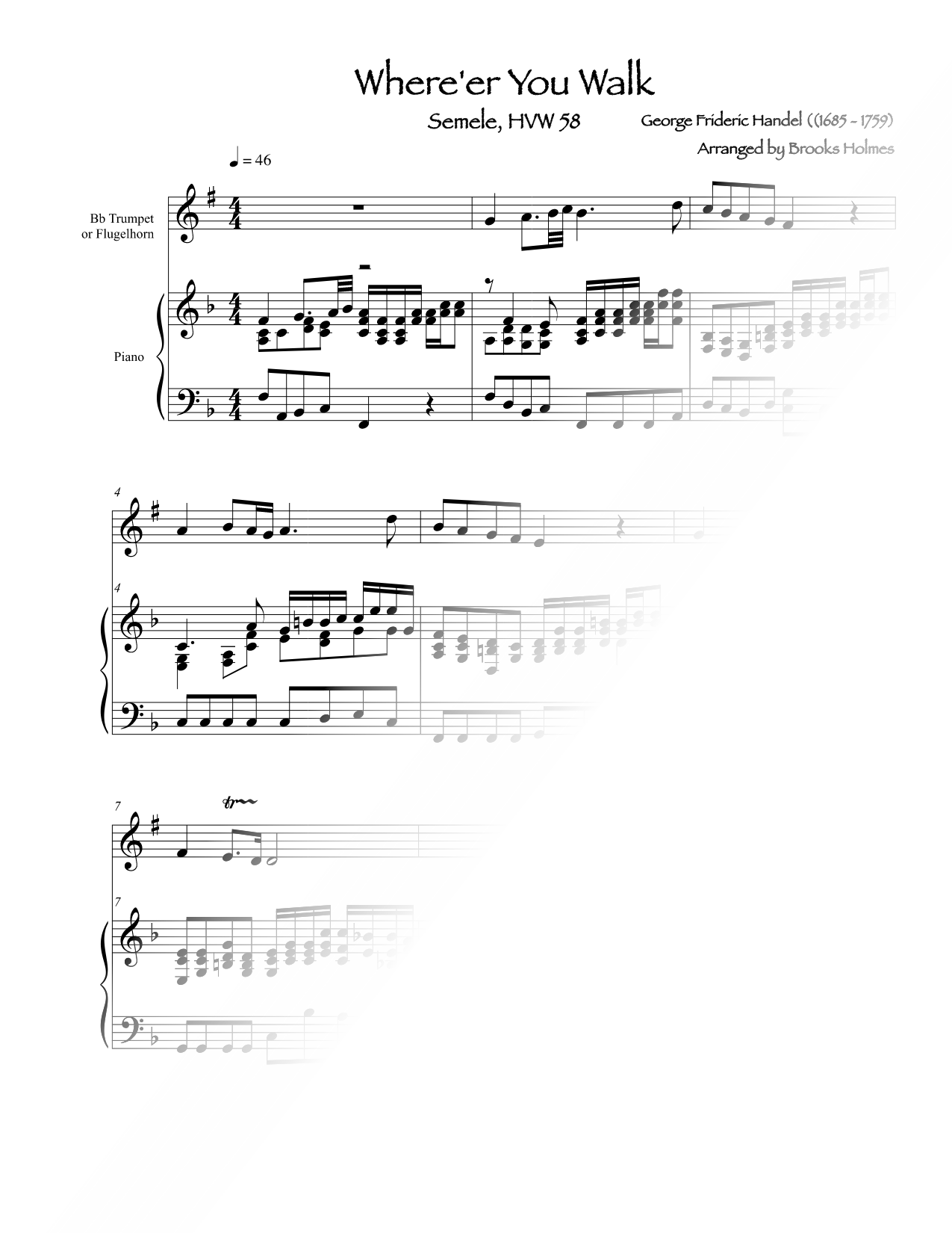 Where'er You Walk - Trumpet & Piano