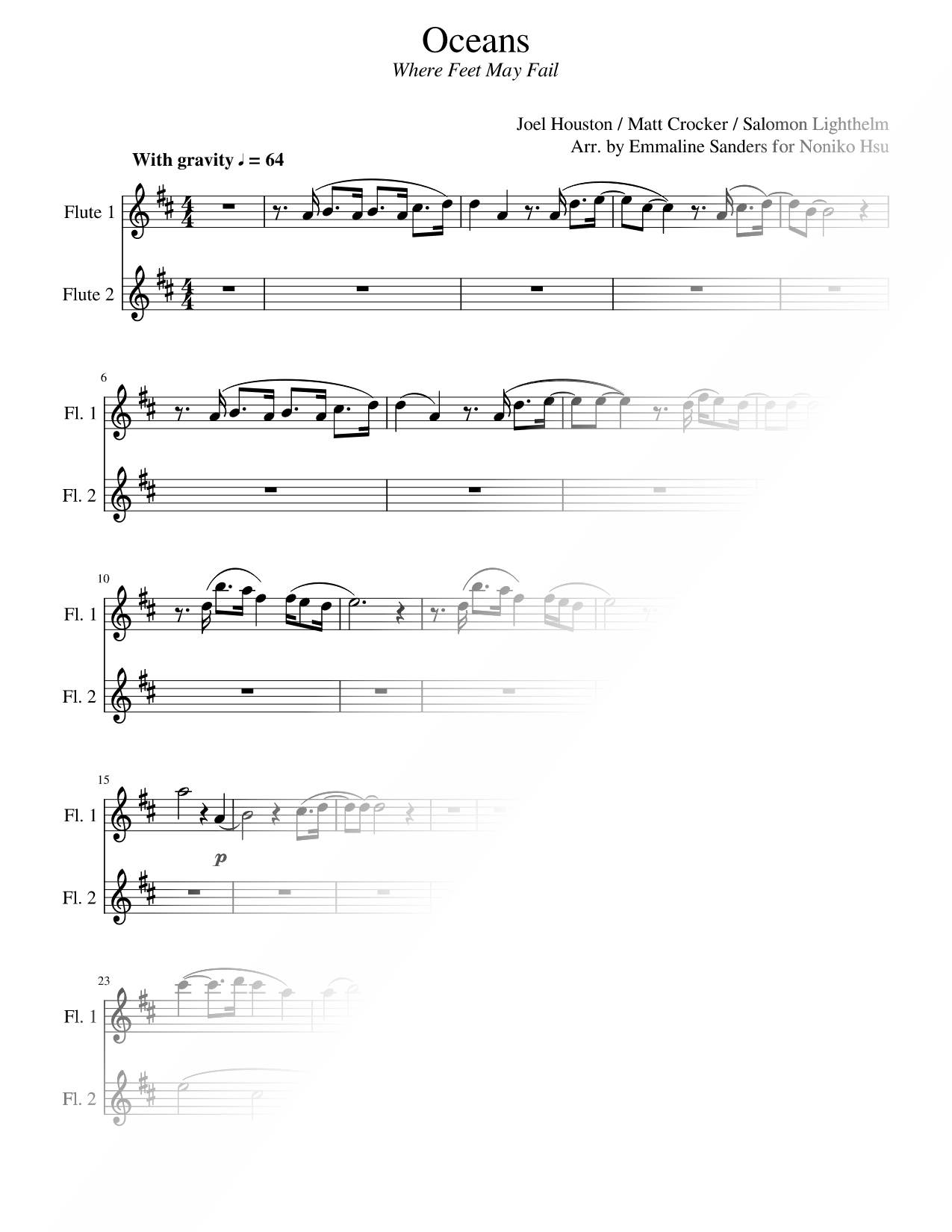 Oceans (Where Feet May Fail) - Flute Duet