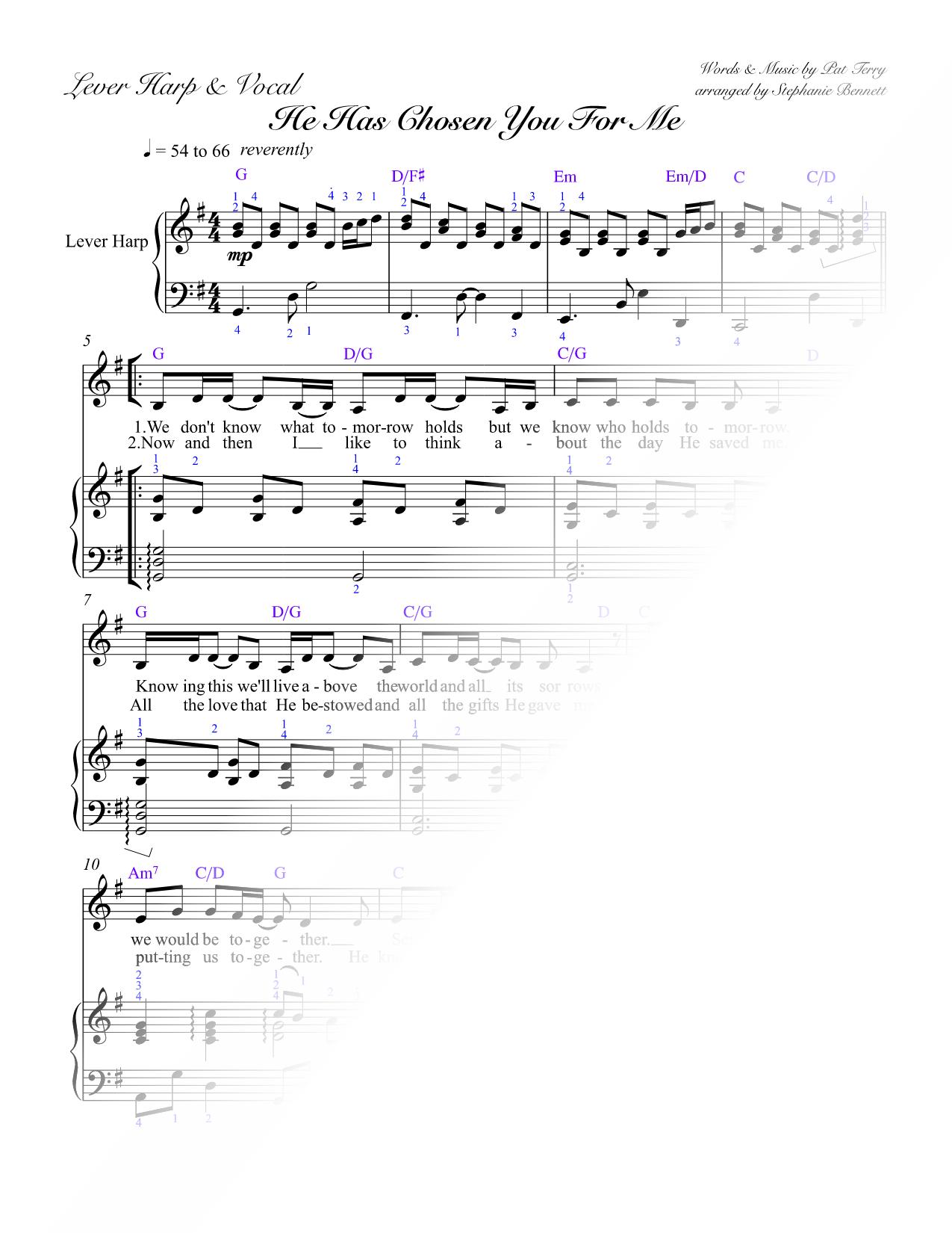 He Has Chosen You for Me [lever harp & vocal in G]