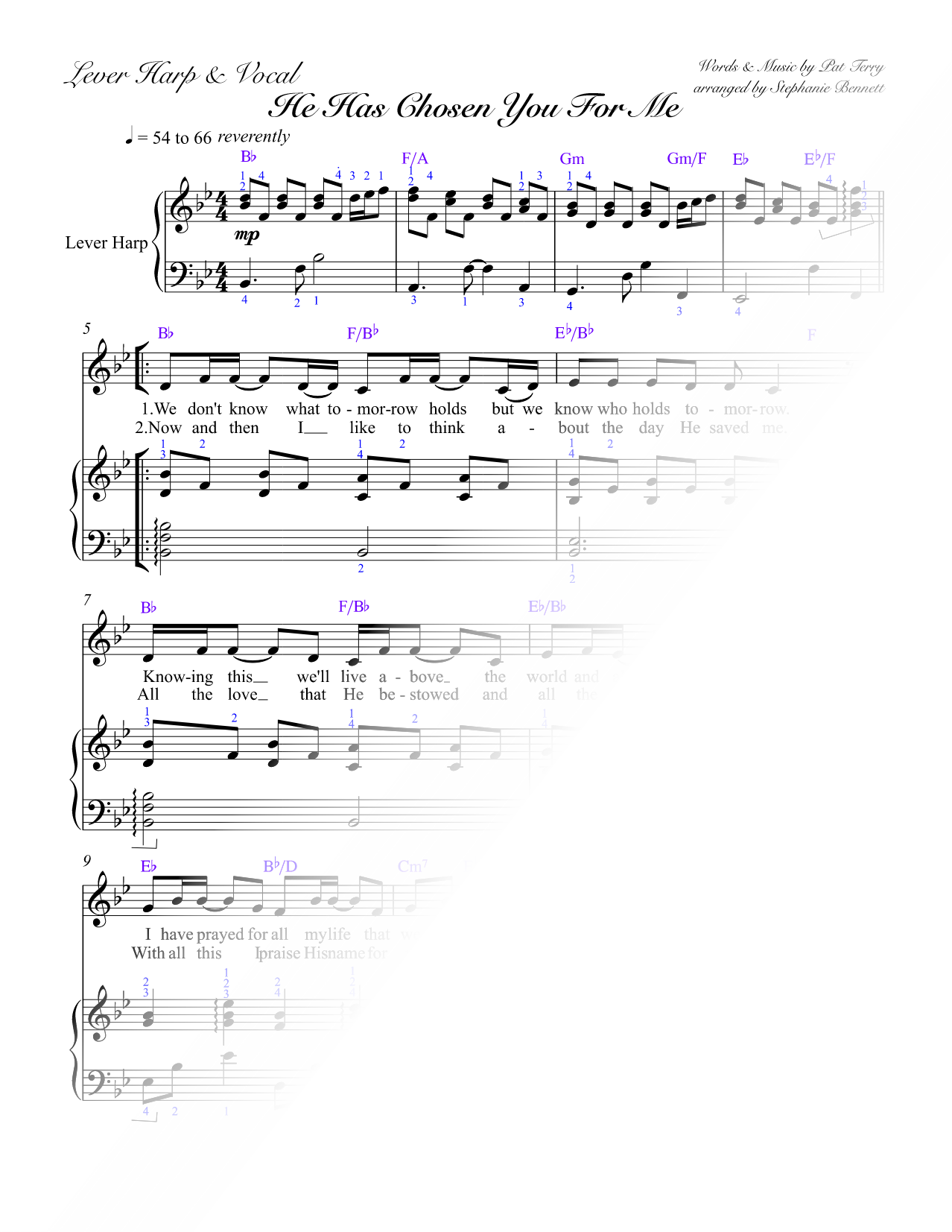 He Has Chosen You for Me [lever harp & vocal in Bb]