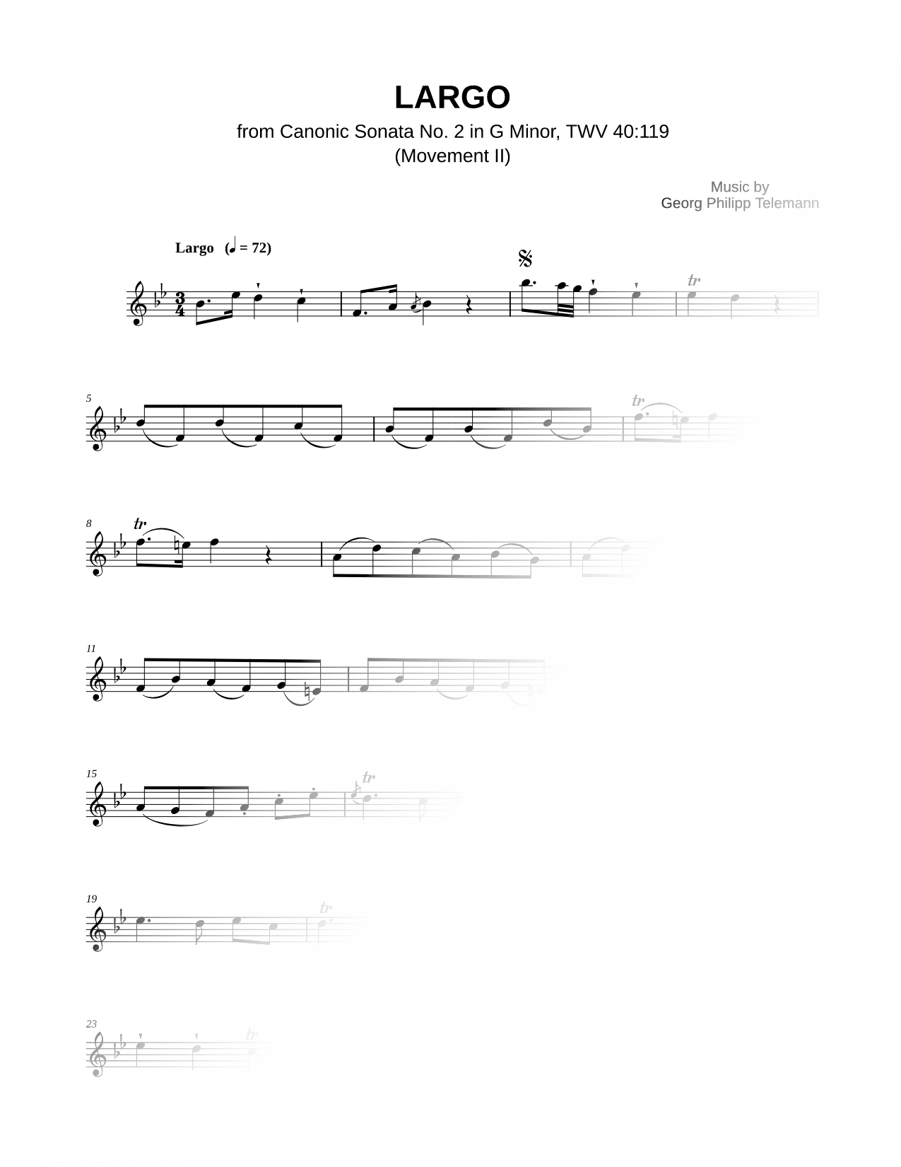 Canonic Sonata No. 2, TWV 40: 119: II. Largo