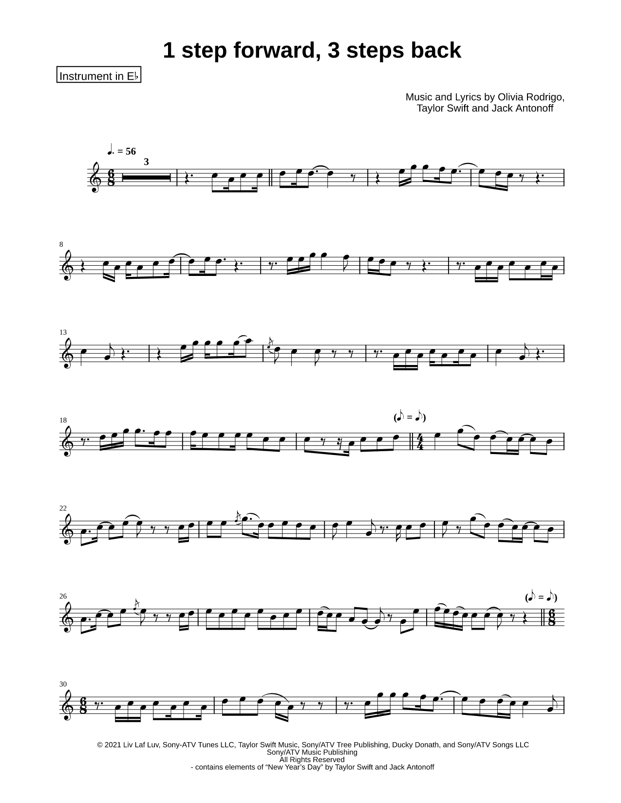 1 step forward, 3 steps back - Eb Instrument