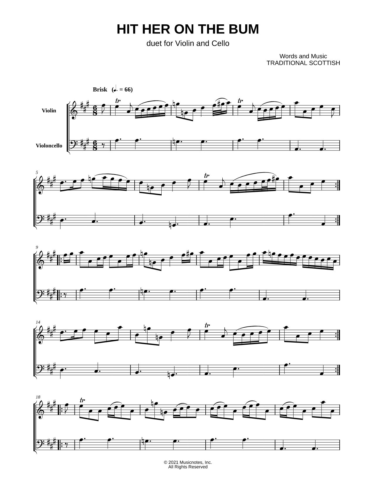 Hit Her on the Bum - Violin & Cello