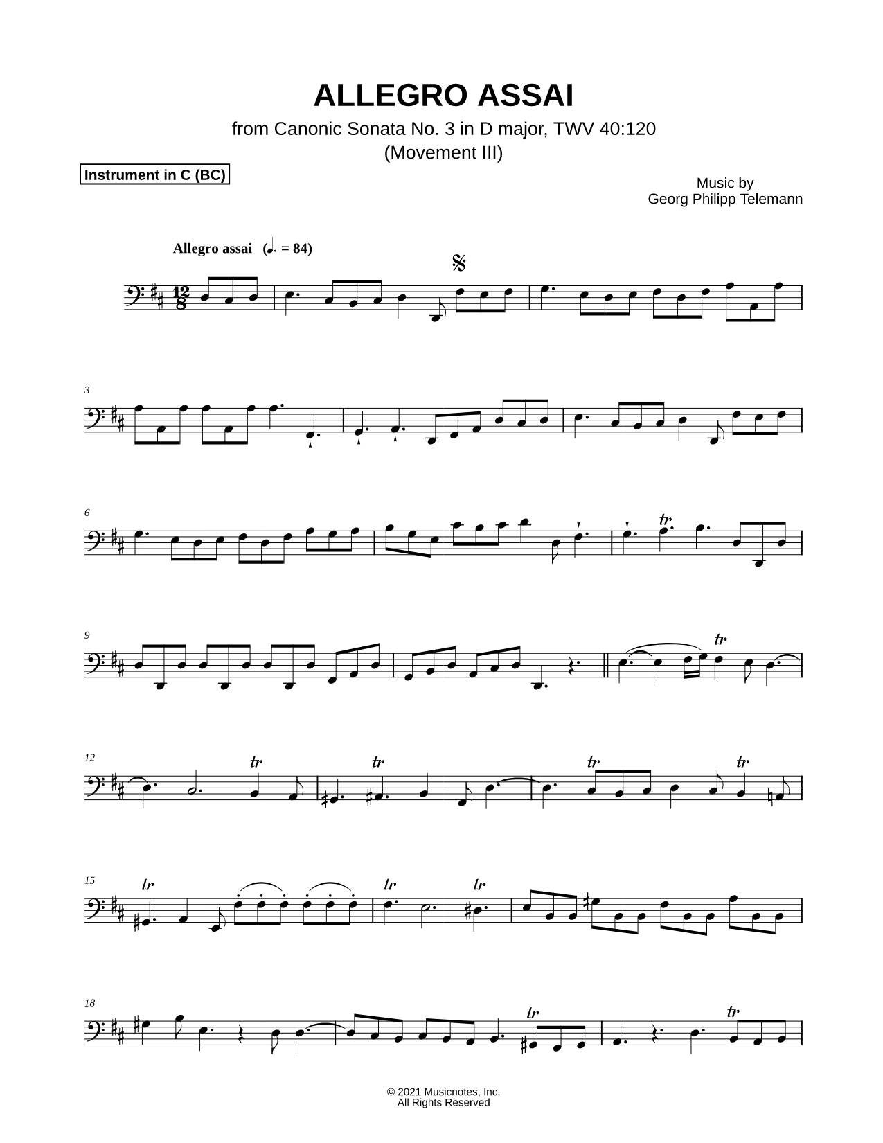 Canonic Sonata No. 3, TWV 40: 120: III. Allegro Assai