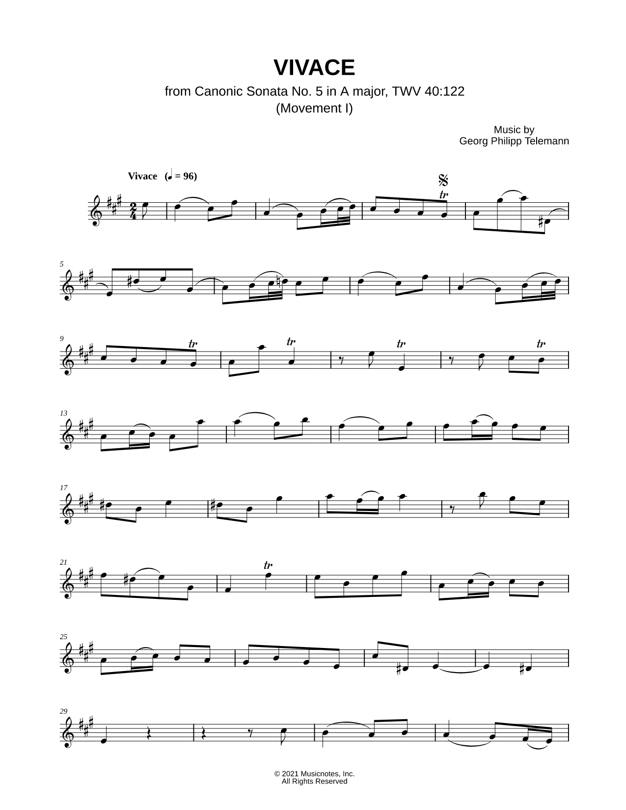 Canonic Sonata no. 5, TWV 40: 122: I. Vivace