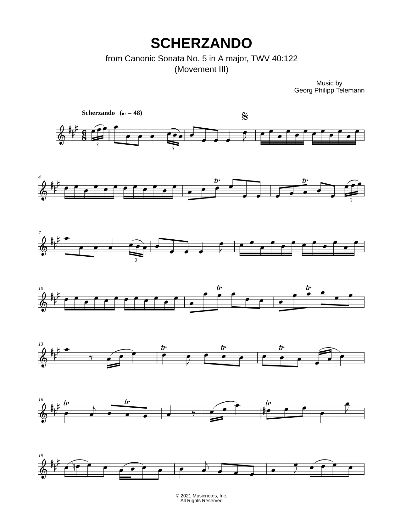 Canonic Sonata no. 5, TWV 40: 122: III. Scherzando
