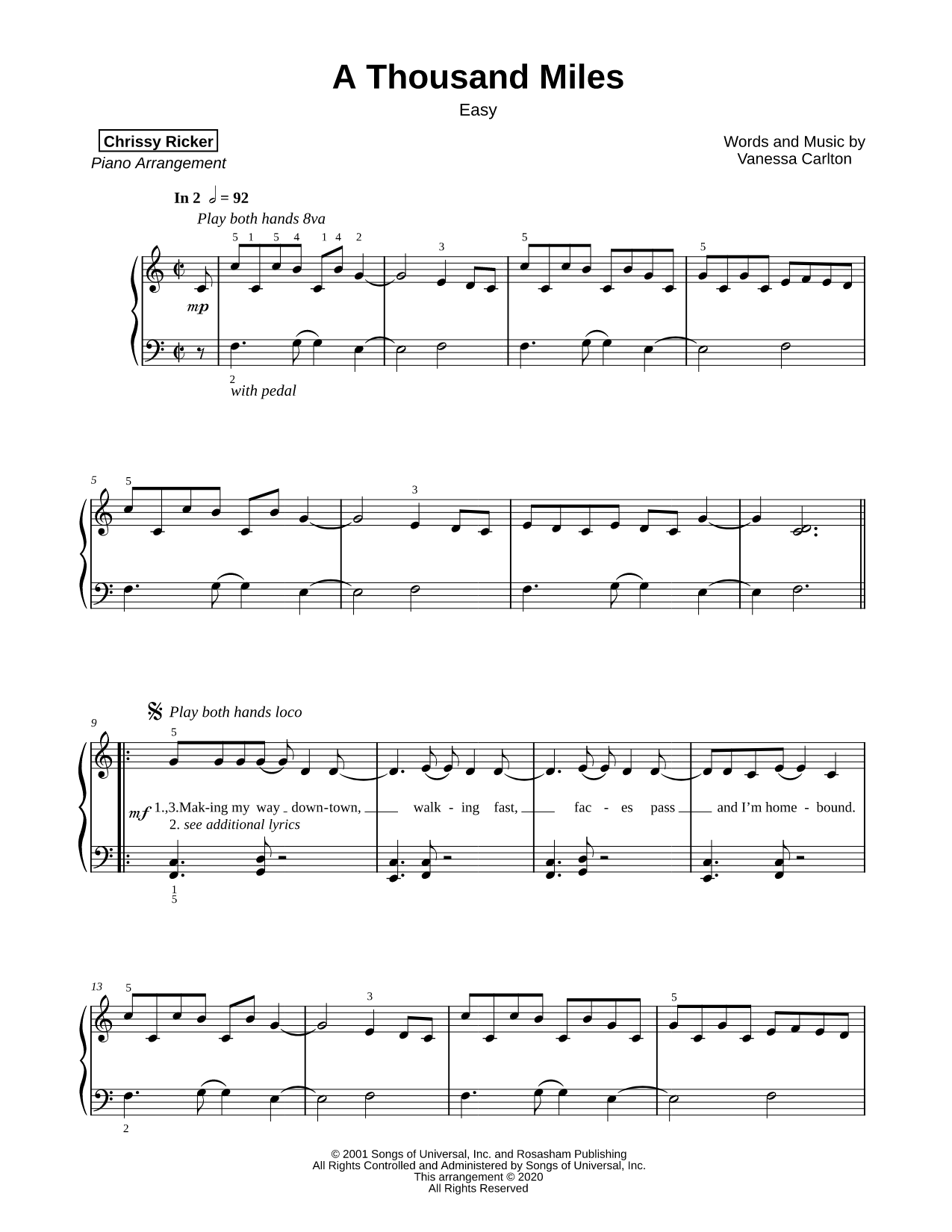A Thousand Miles [easy]