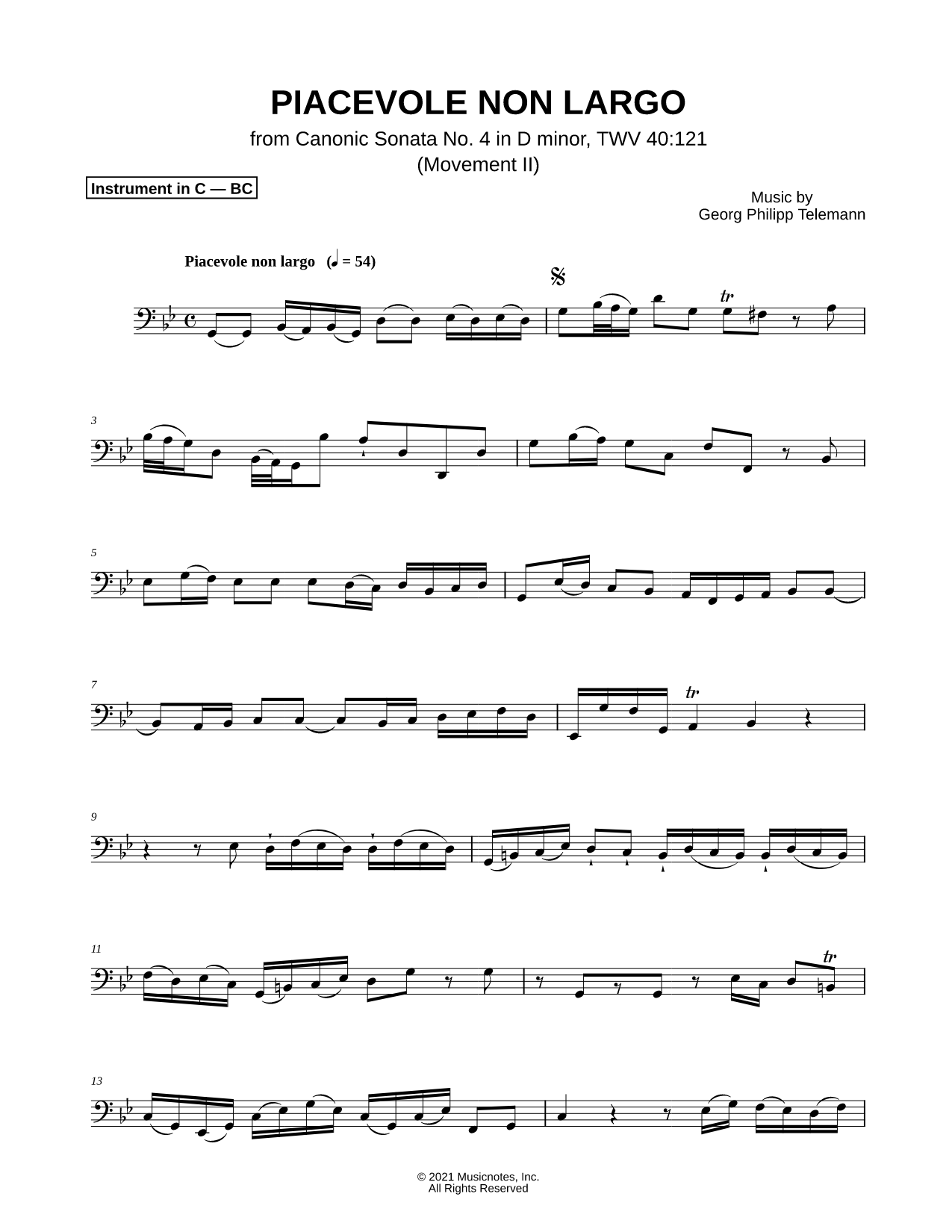 Canonic Sonata No. 4, TWV 40: 121: II. Piacevole Non Largo