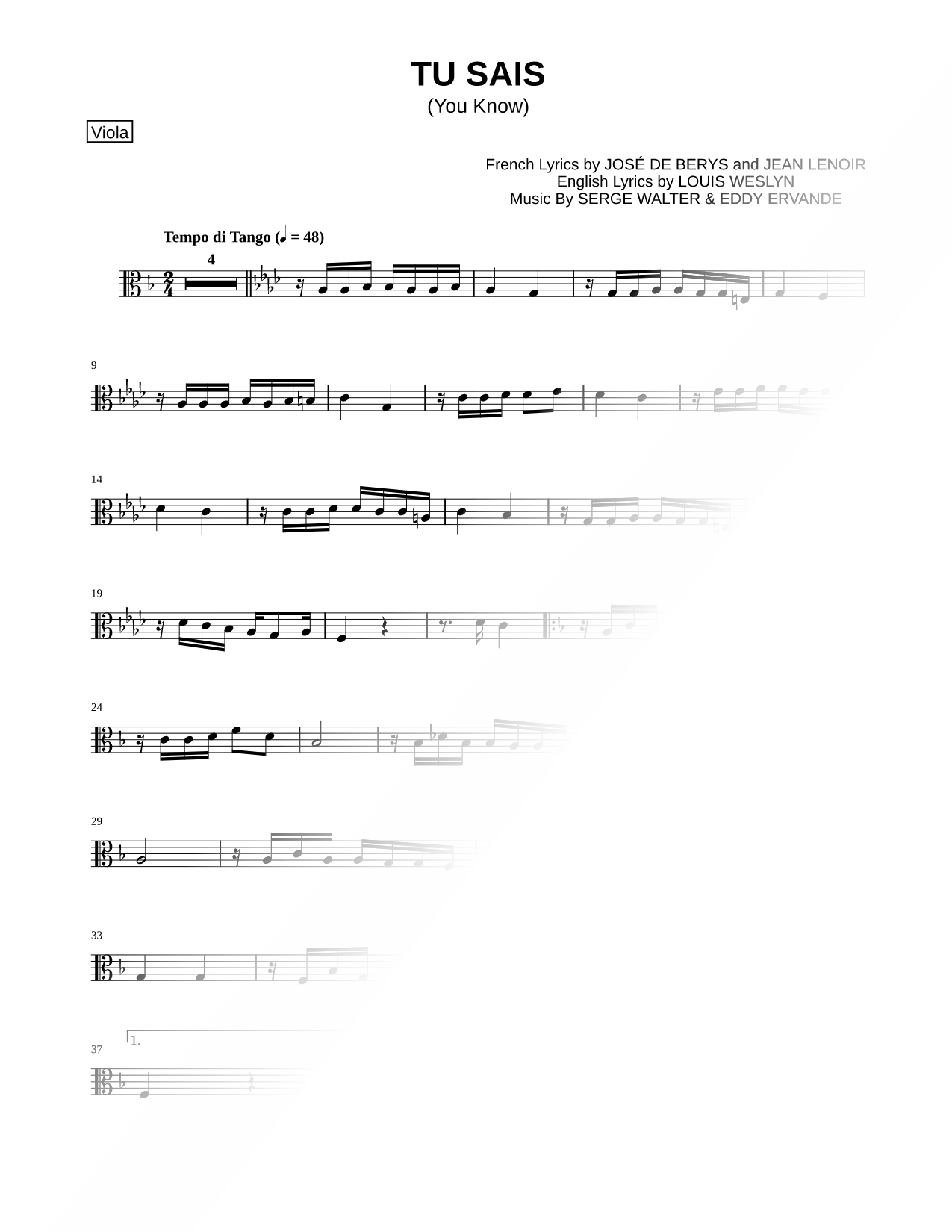 Tu Sais - Viola