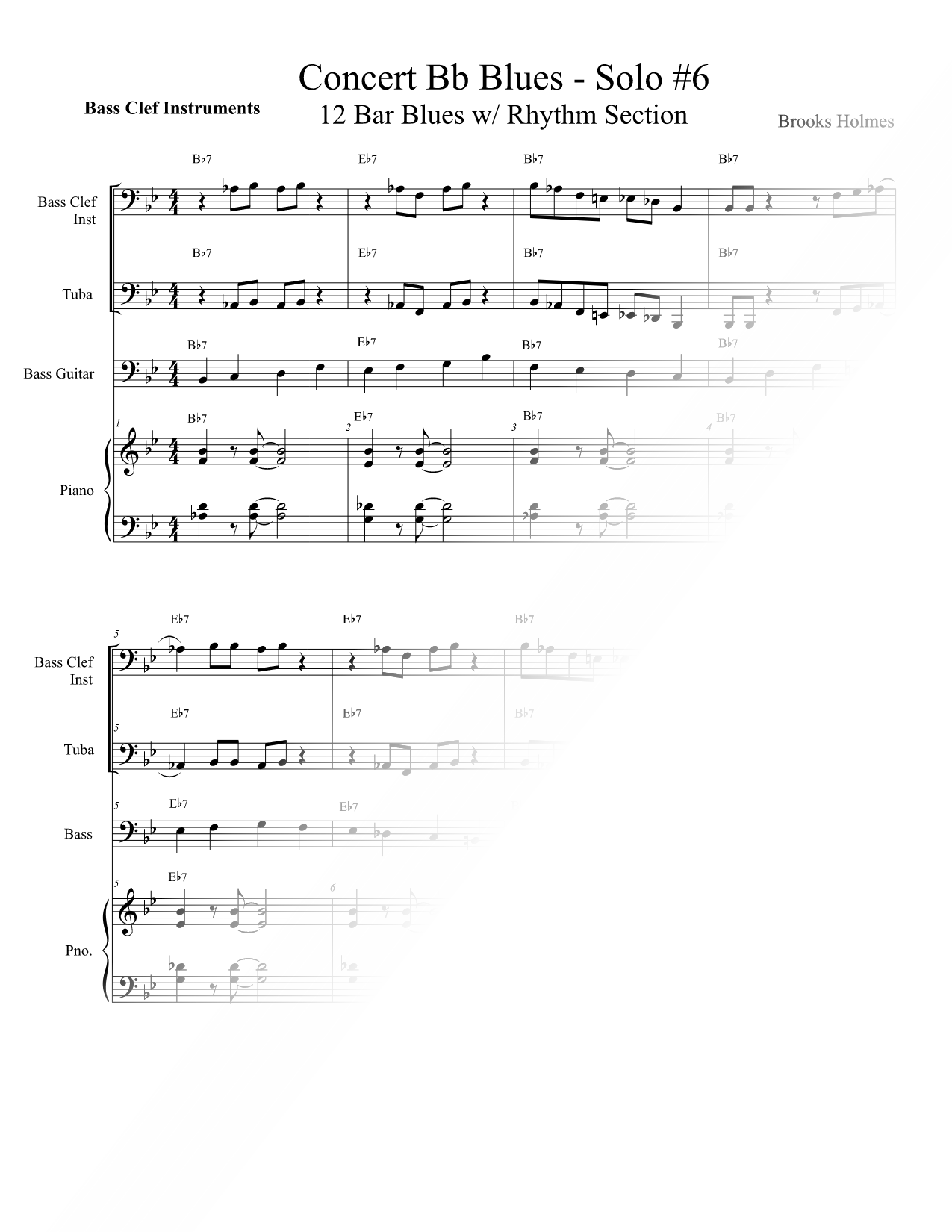 Concert Bb Blues - Solo #6 - Bass Clef Instruments