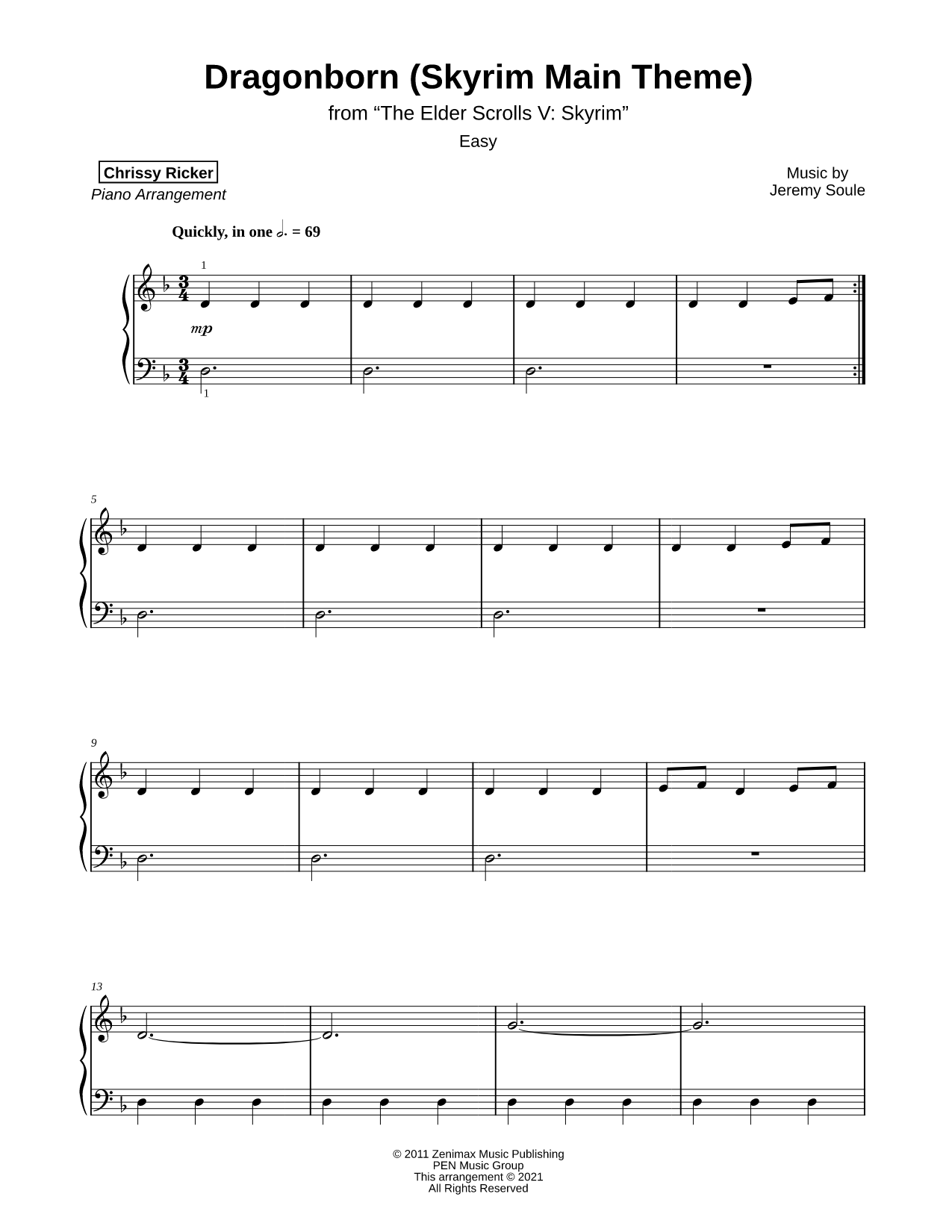 Dragonborn (Skyrim Main Theme) [easy]