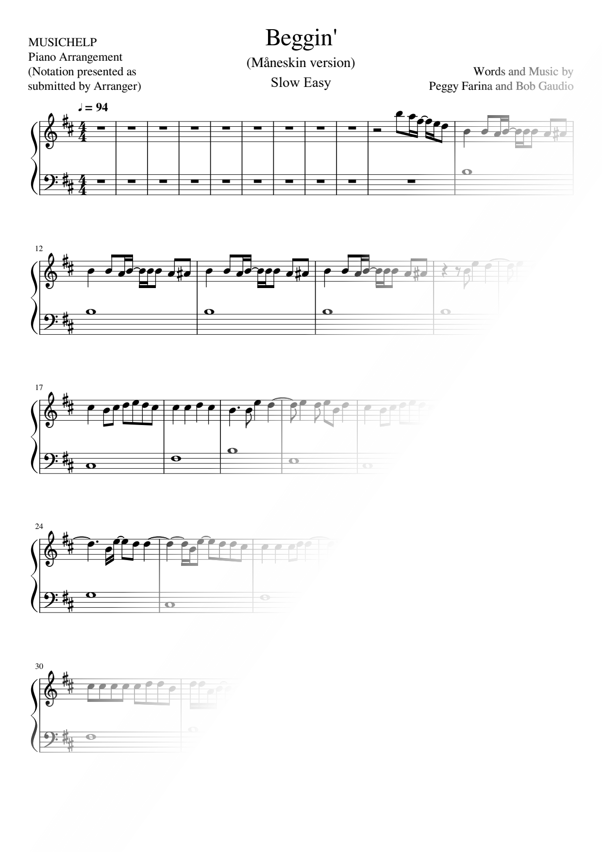 Beggin' [slow easy]
