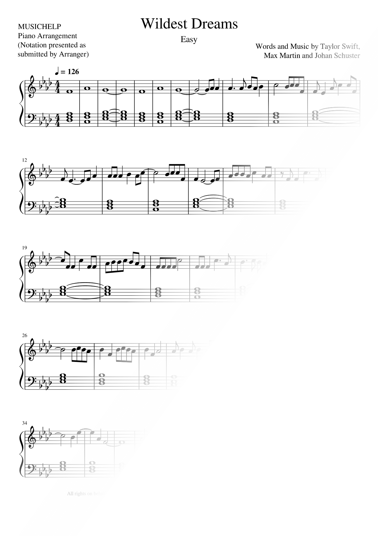 Wildest Dreams [easy]