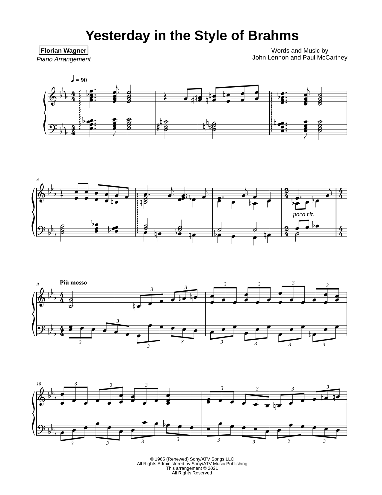 Yesterday in the Style of Brahms