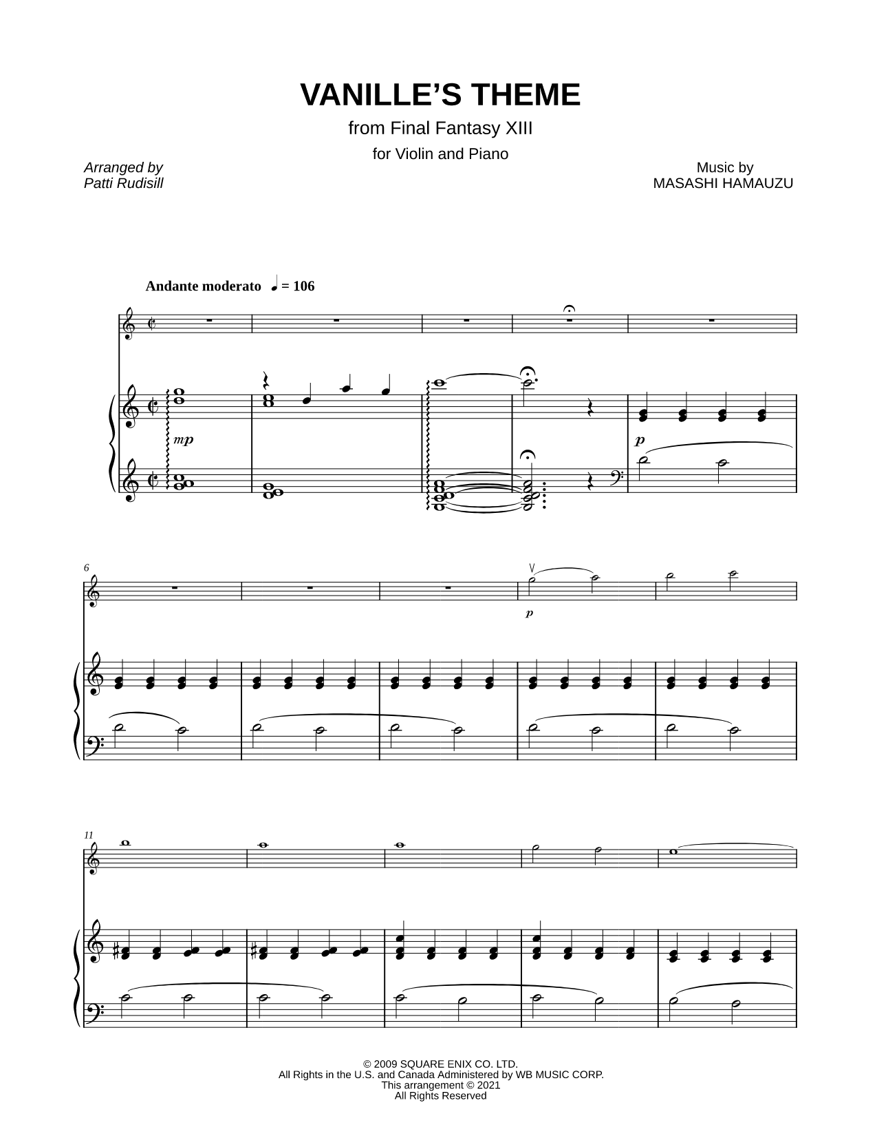 Vanille's Theme - Violin & Piano