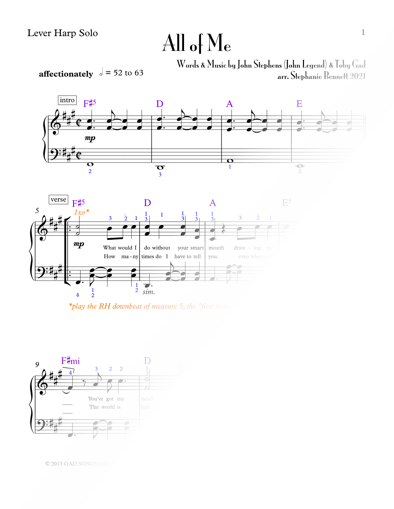 All of Me [lever harp]