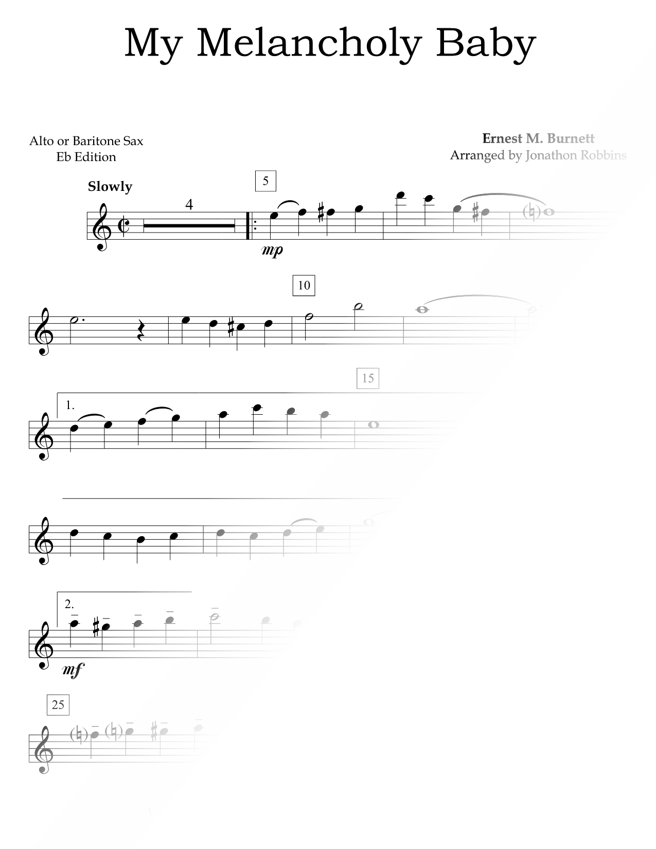 My Melancholy Baby - Alto Saxophone & Piano