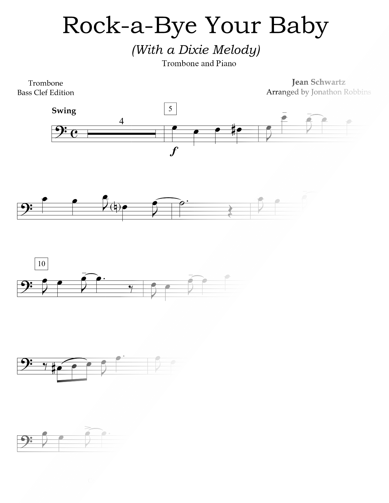 Rock-a-Bye Your Baby with a Dixie Melody - Trombone & Piano