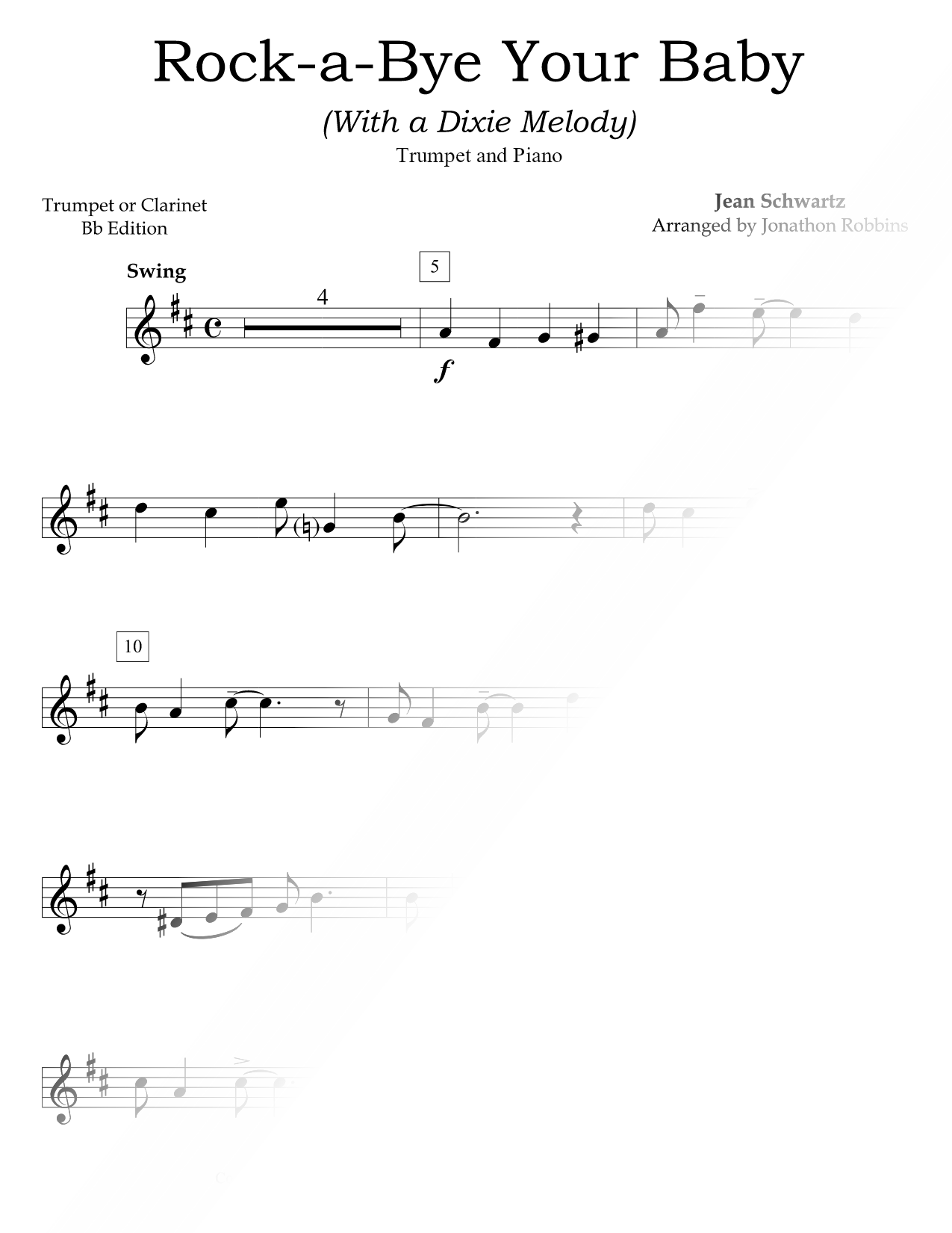 Rock-a-Bye Your Baby with a Dixie Melody - Trumpet & Piano
