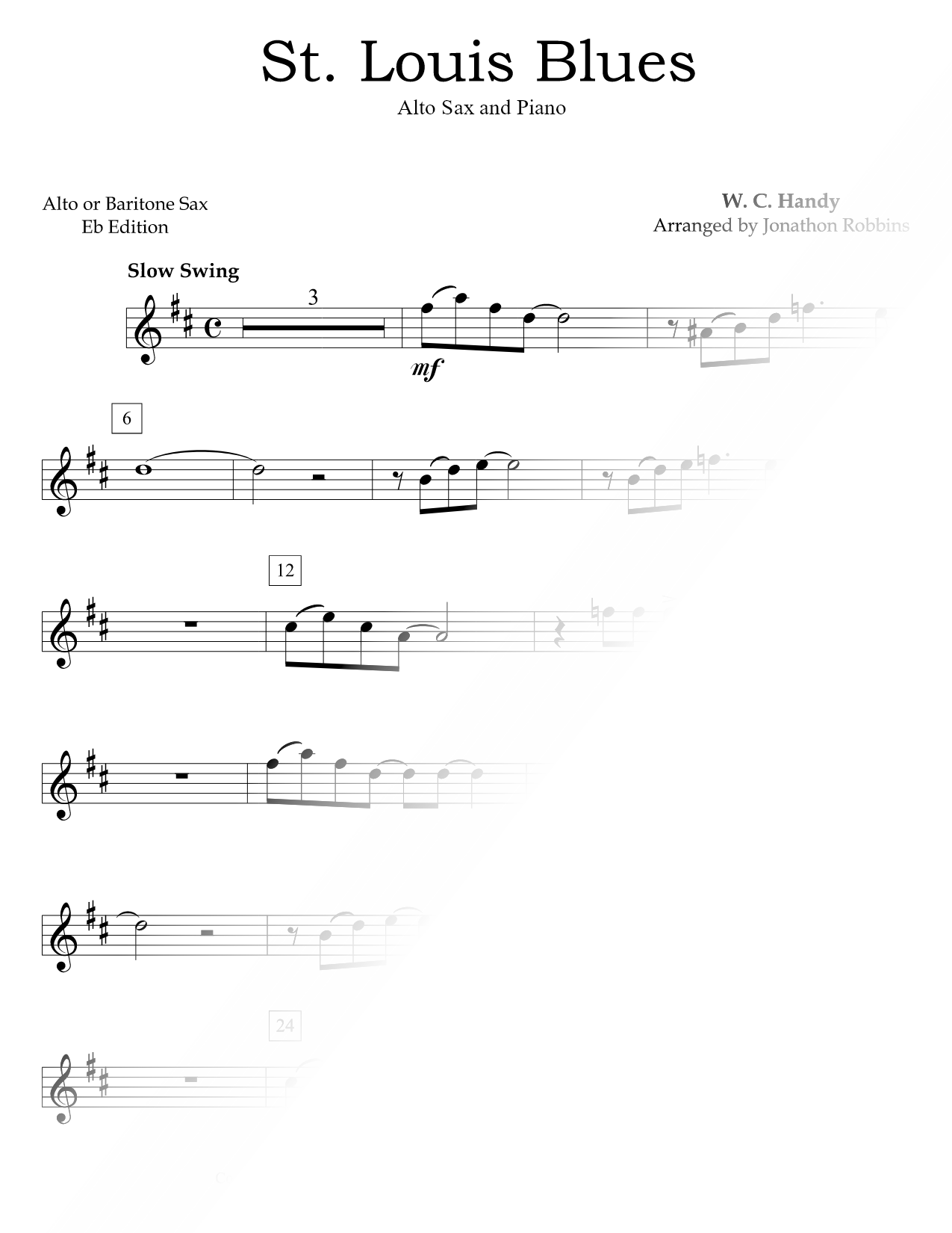 St. Louis Blues - Alto Saxophone & Piano